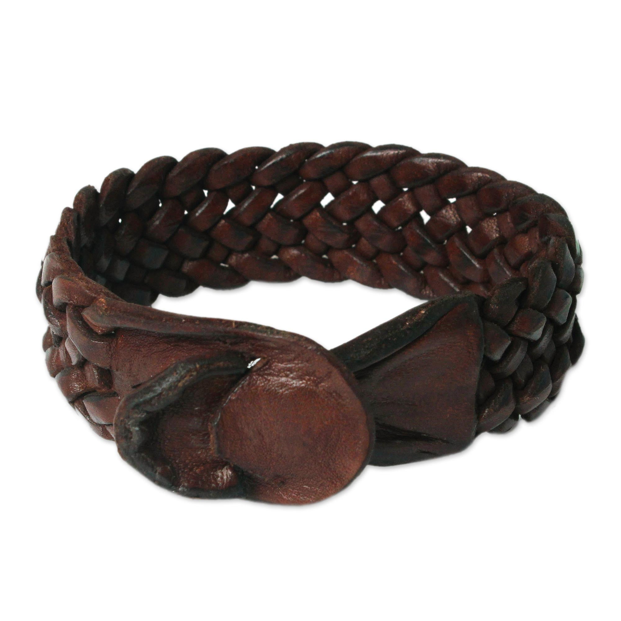 Premium Bangkok Weave Men's Leather Bracelet - Handcrafted & Stylish