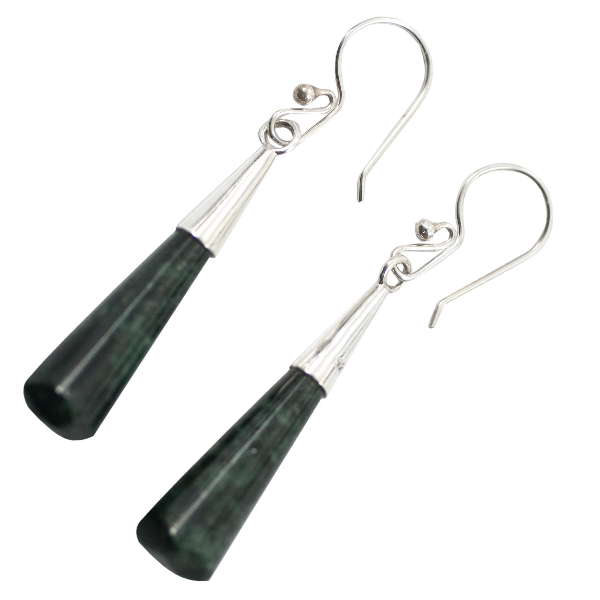 Premium Faceted Green Jade Sterling Silver Dangle Earrings - Handcrafted Elegance