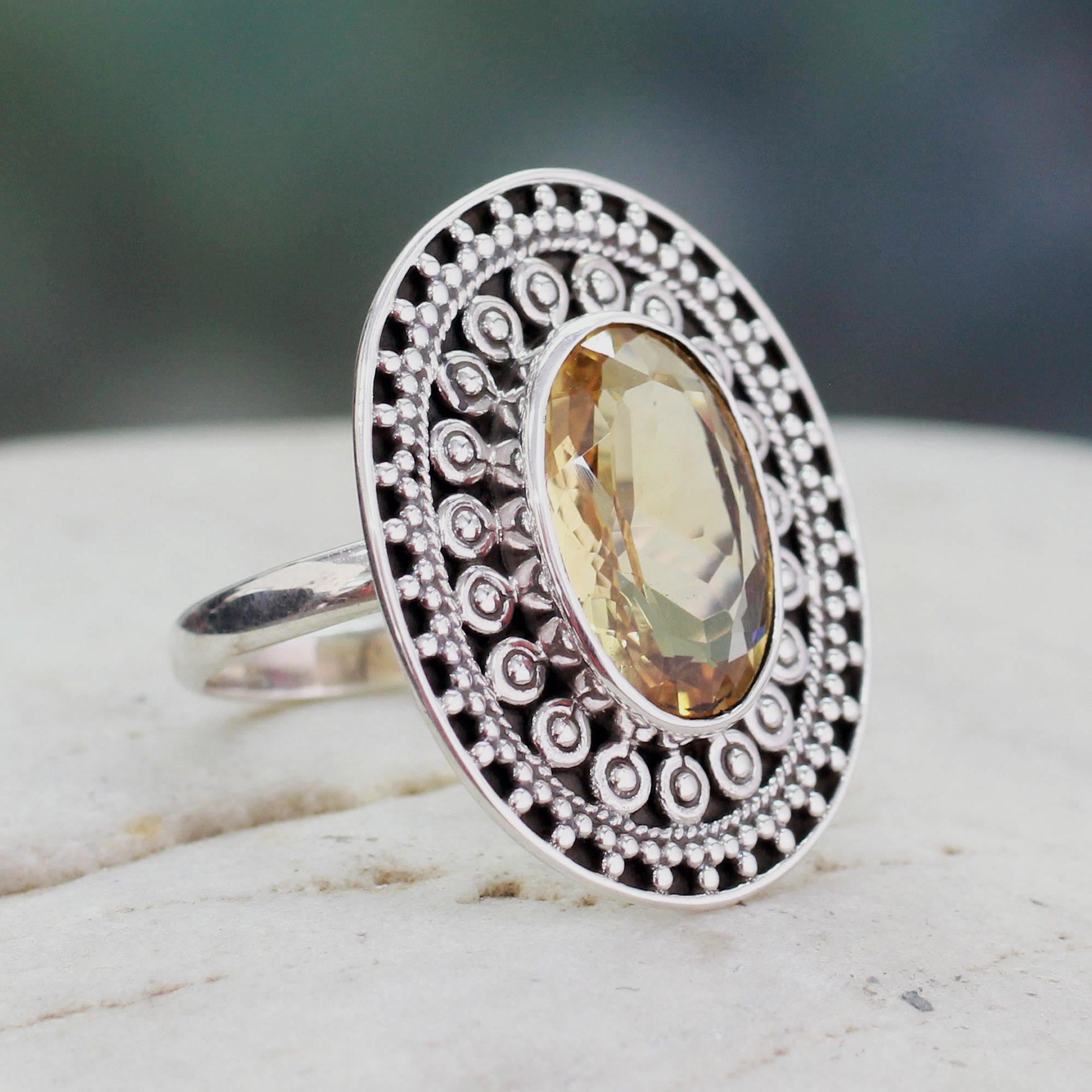 Premium Handcrafted Citrine Cocktail Ring by Neeru Goel