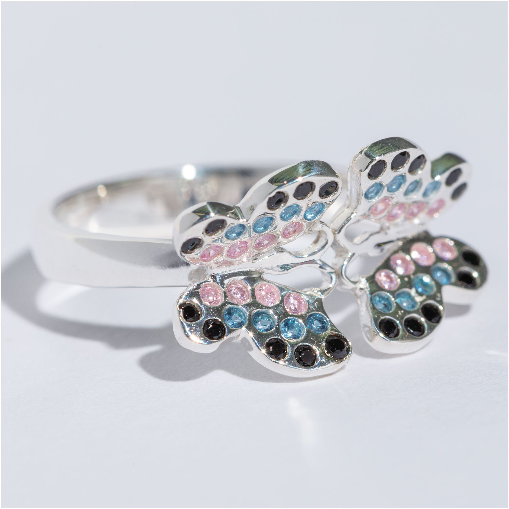 Premium Sterling Silver Butterfly Toe Ring with Crystals