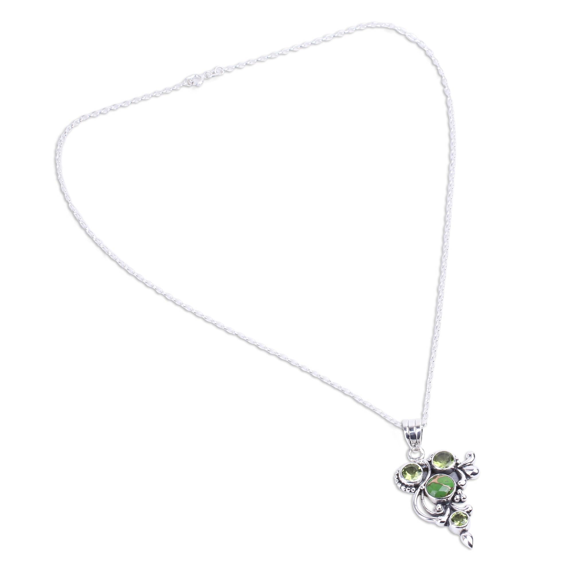 Premium Mystic Forest Peridot Pendant Necklace - Handcrafted Sterling Silver Jewelry