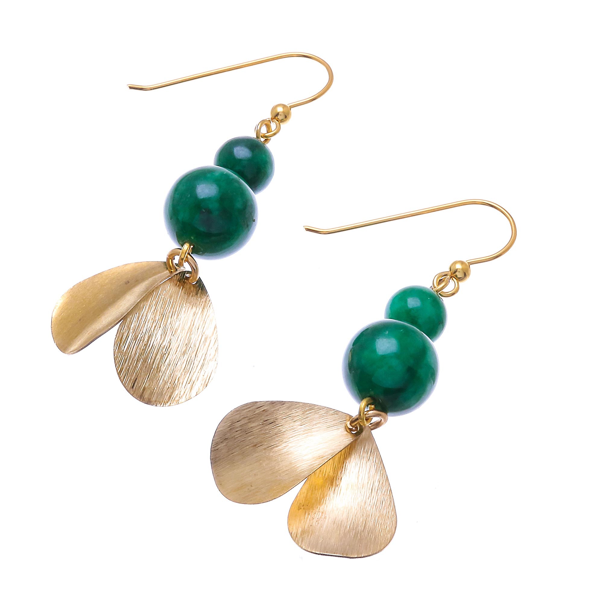 Premium Green Quartz Dangle Earrings - Handcrafted in Thailand