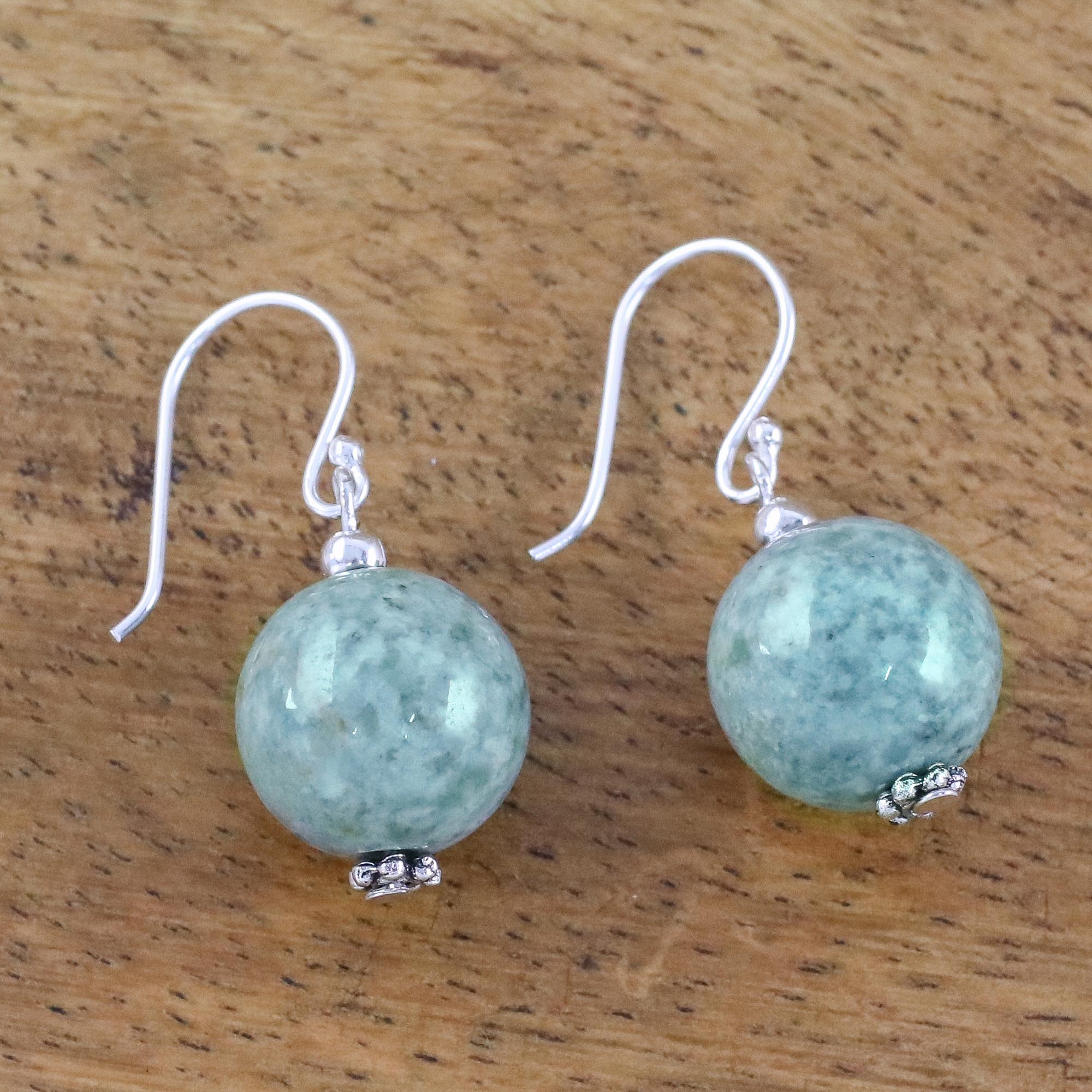 Premium Jade & Sterling Silver Dangle Earrings - Timeless Elegance from Thailand