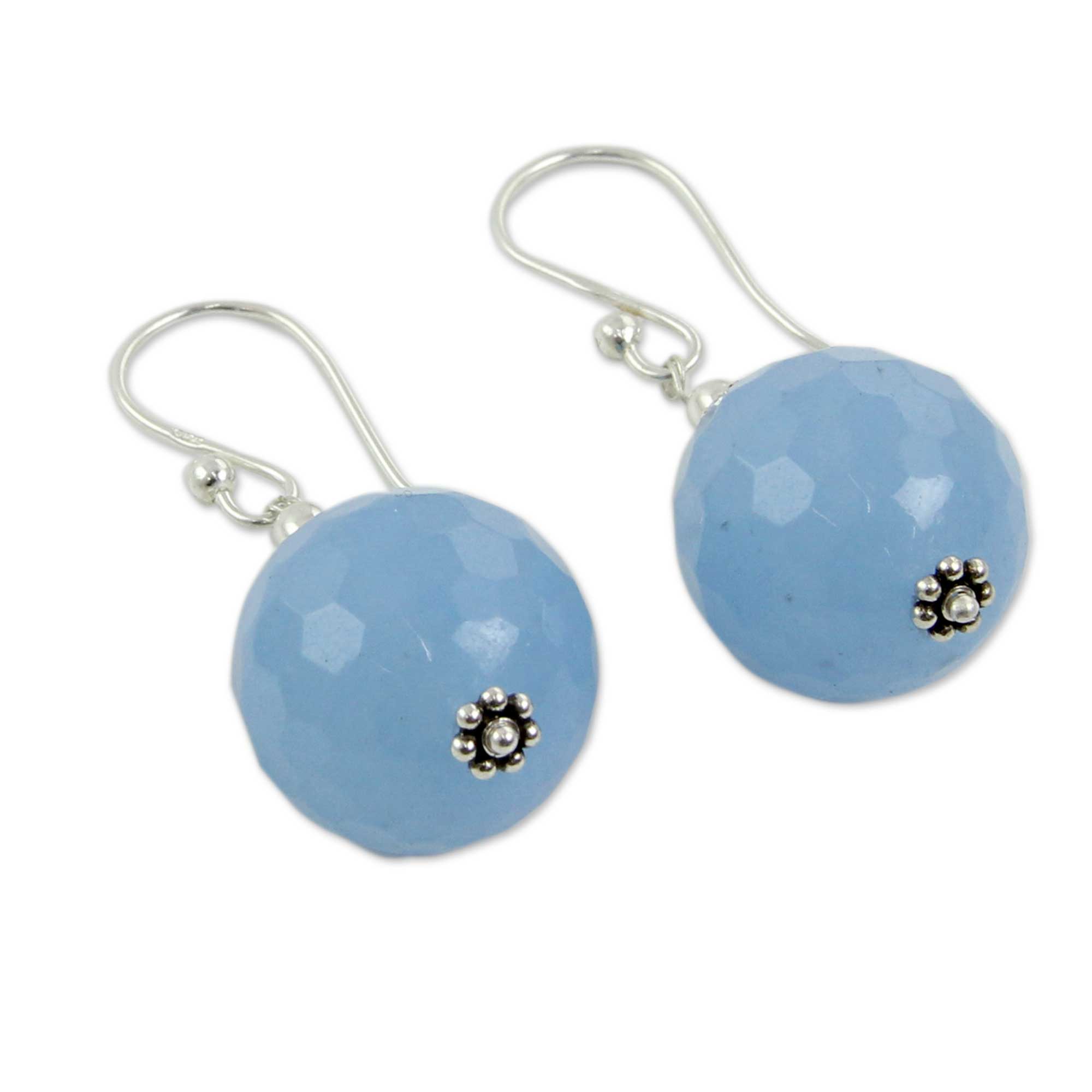 Premium Handcrafted Blue Chalcedony Sterling Silver Earrings - Glorious Artisan Design