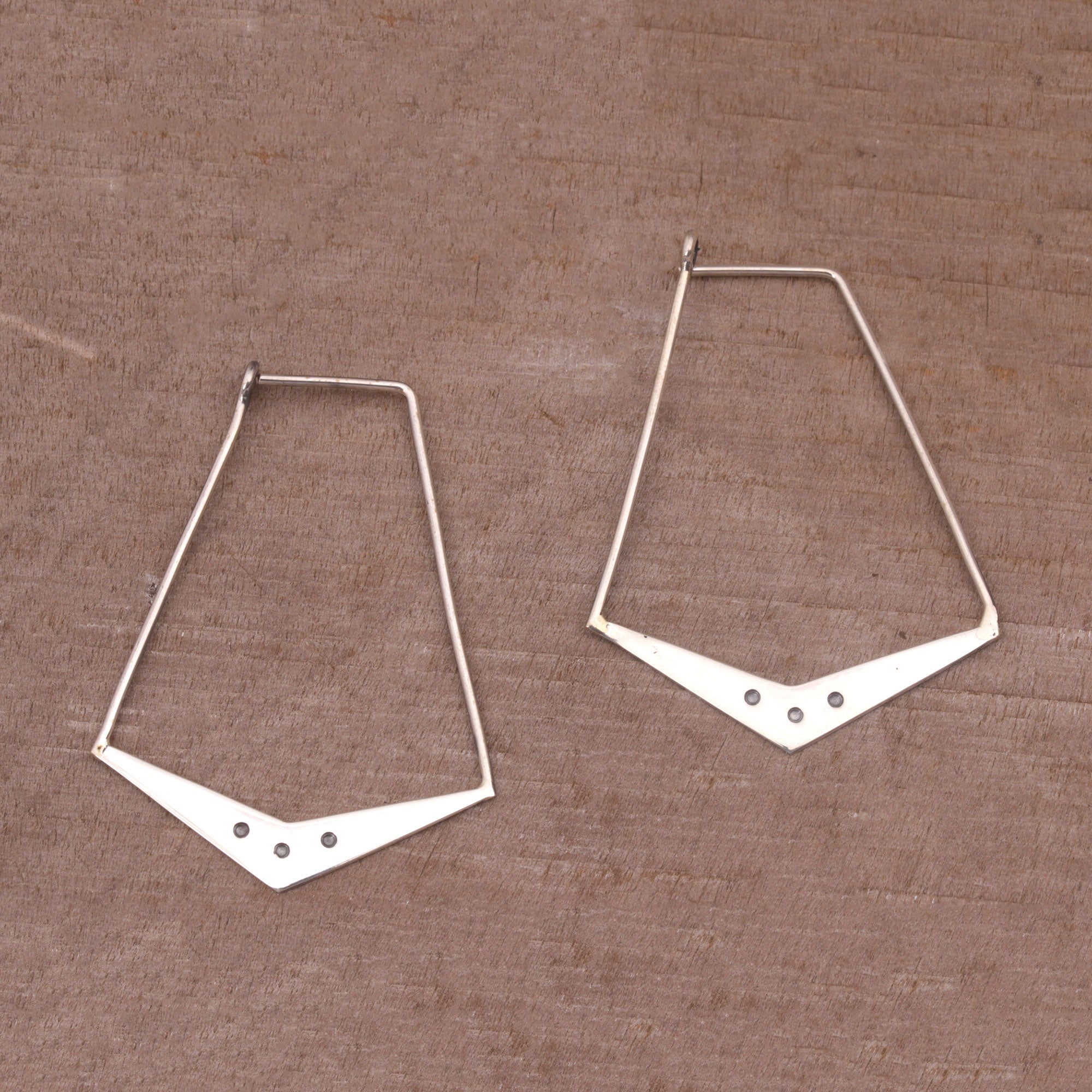 Premium Sterling Silver Geometric Hoop Earrings - Handcrafted in Bali