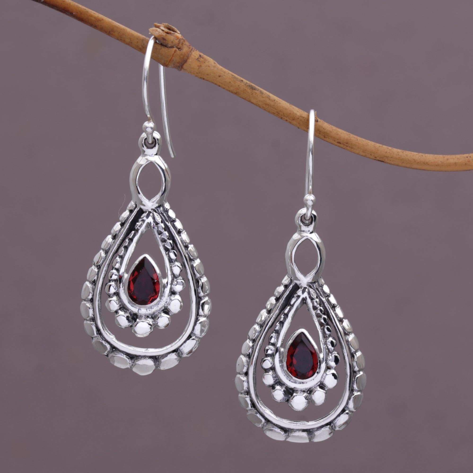 Premium Red Garnet Dangle Earrings - Ultimate Elegance