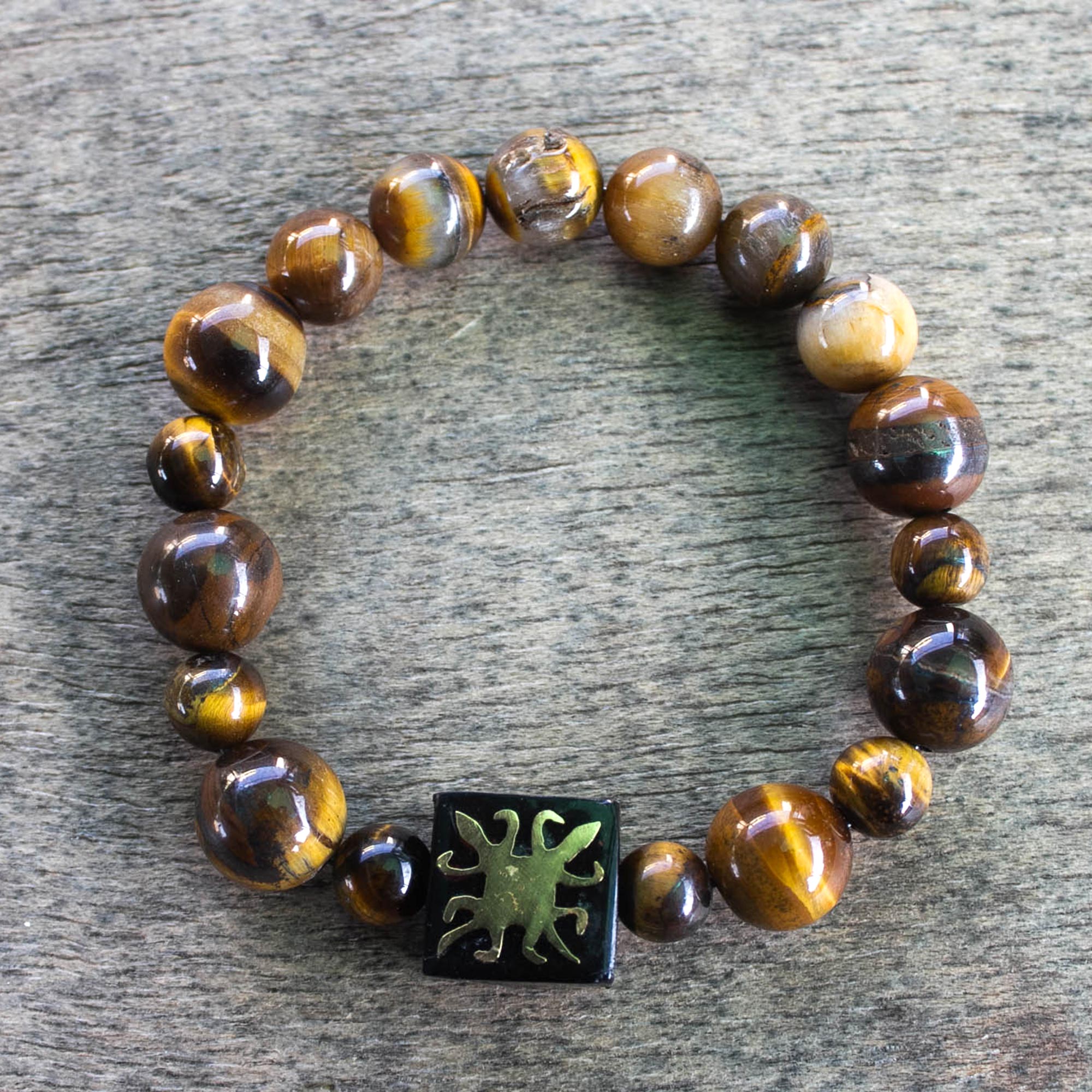 Premium Unity Bracelet with Tiger's Eye & Adinkra Symbol – Handcrafted in Ghana