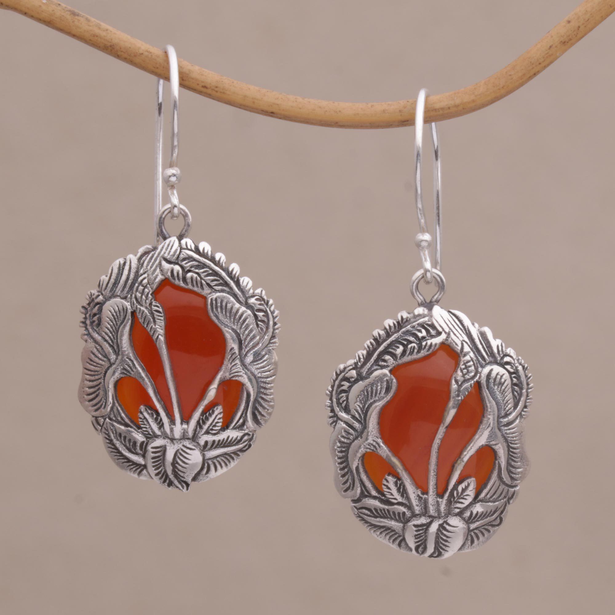 Premium Floral Plains Carnelian Dangle Earrings