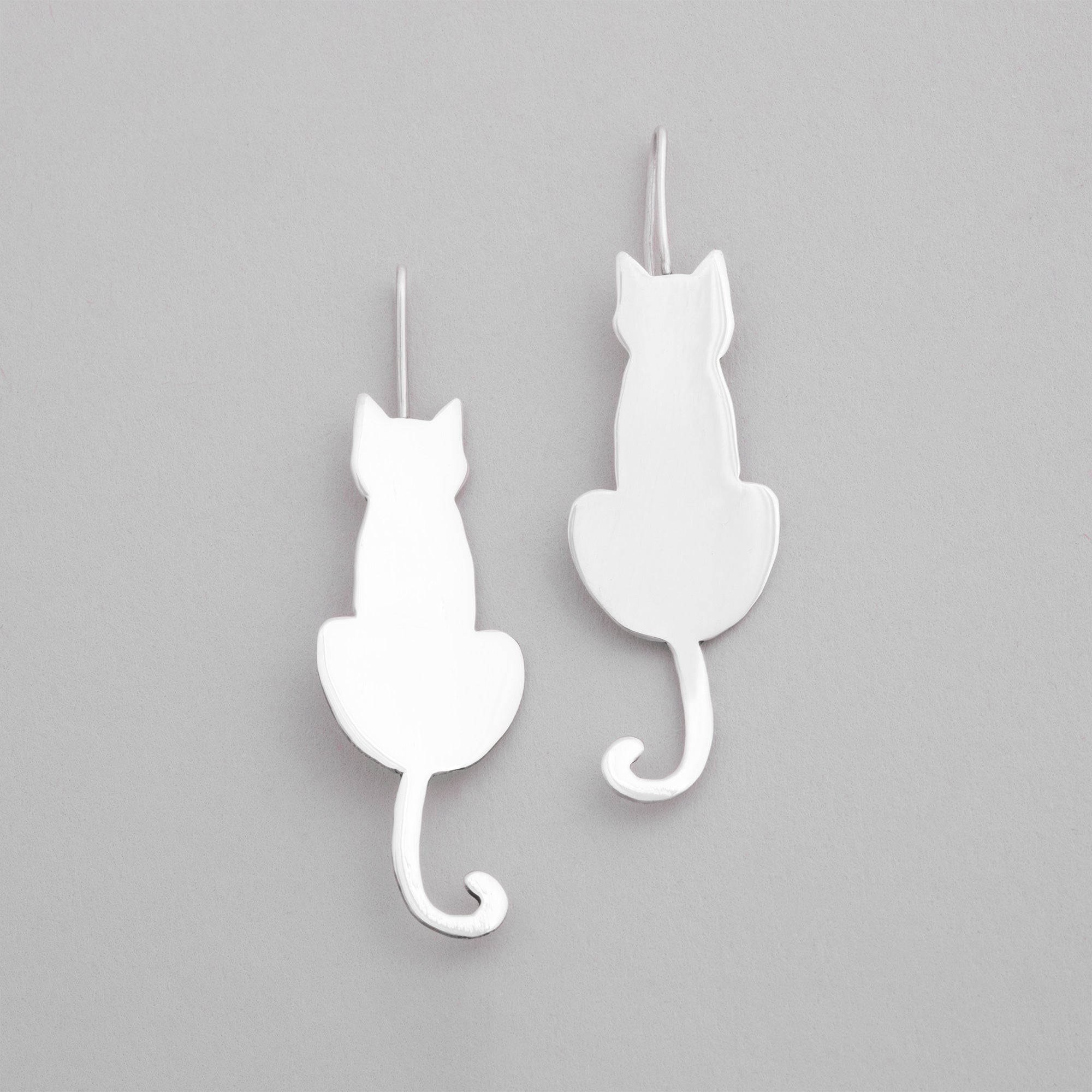 Premium Sterling Silver Cat Earrings - Elegant Feline Silhouette