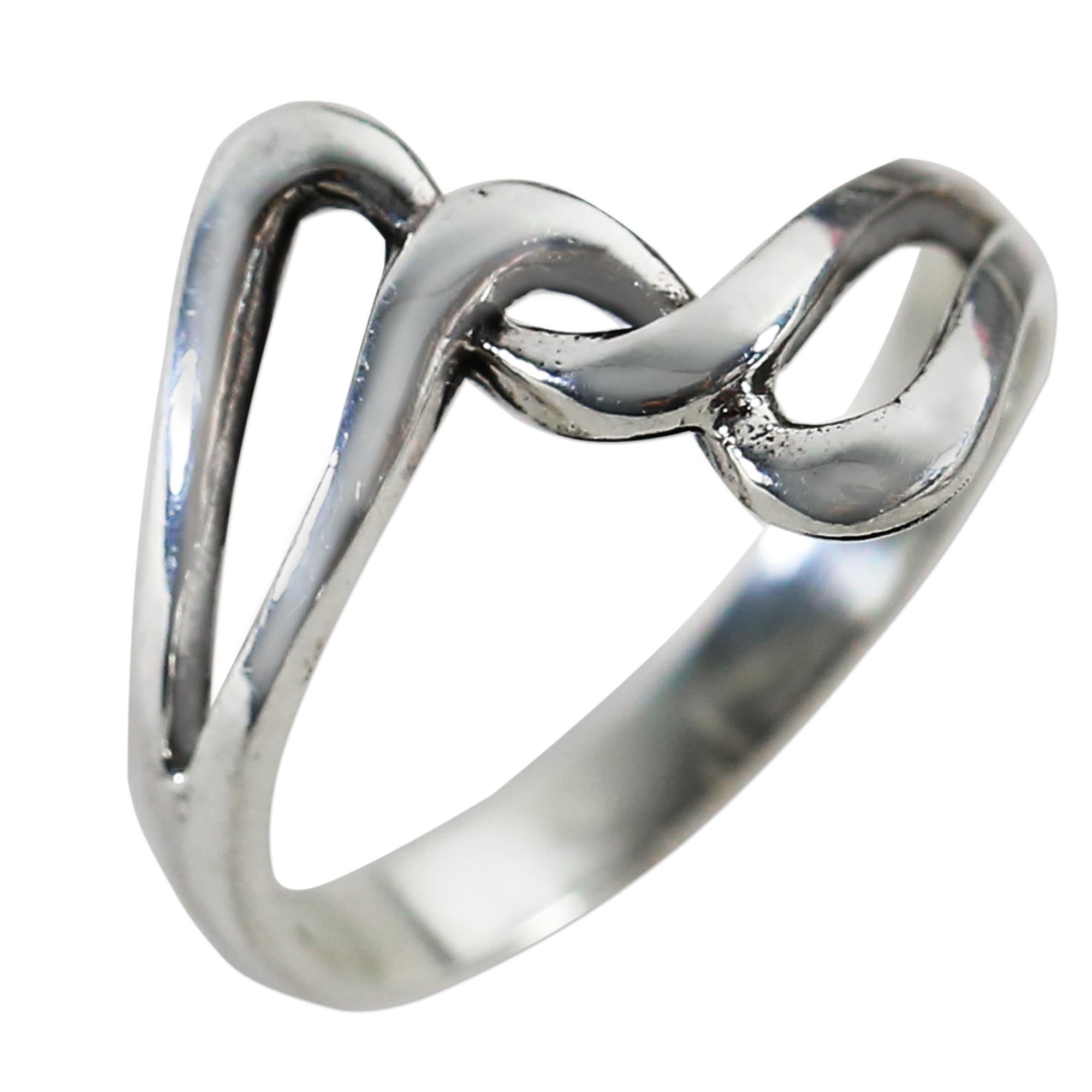 Premium Melody Sterling Silver Band Ring - Elegant Swirl Design from Thailand