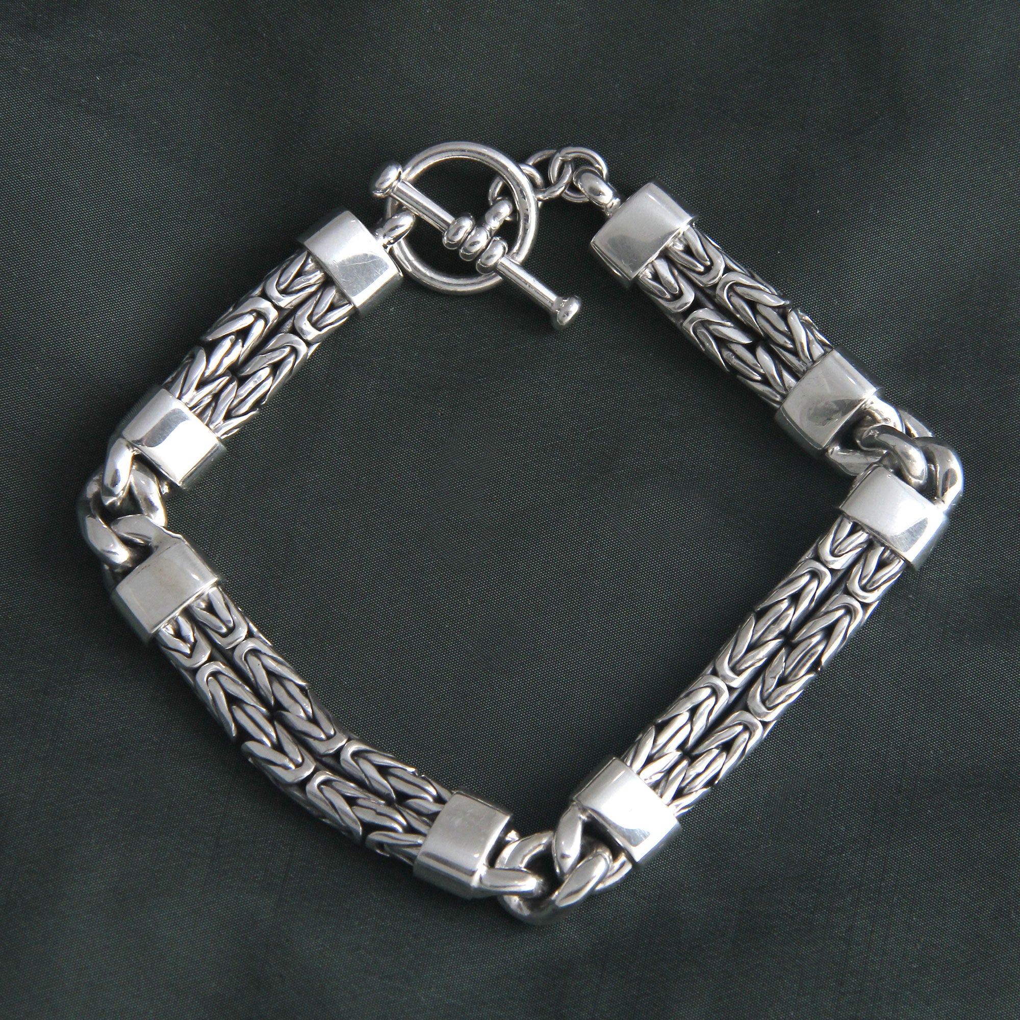 Premium Hand in Hand Men's Braided Sterling Silver Bracelet