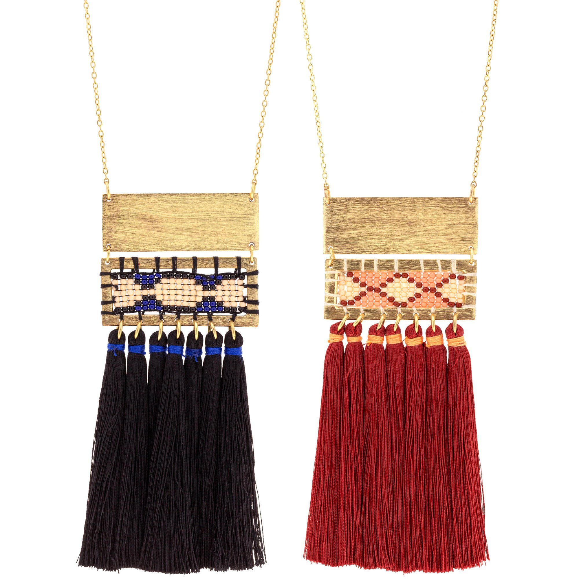 Premium Boho Tassel & Bead Statement Necklace