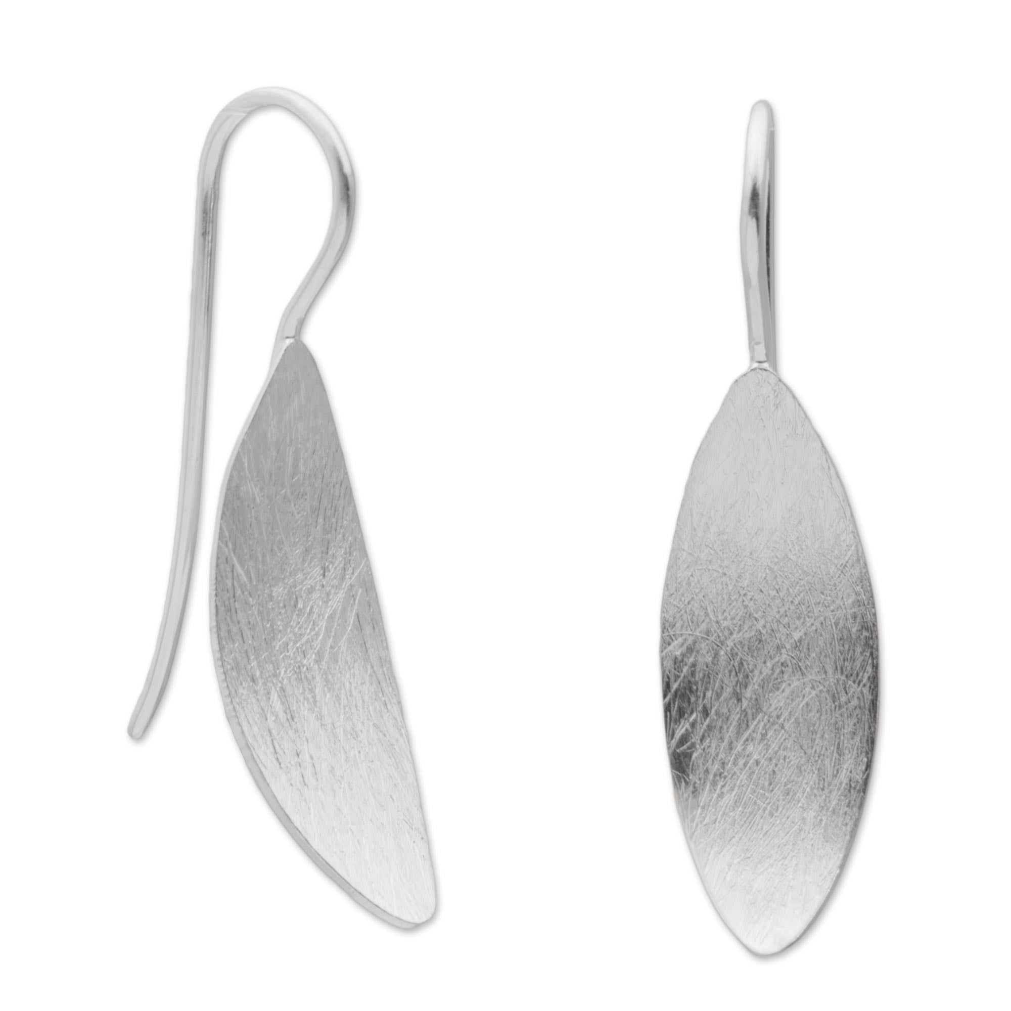 Premium Shimmering Curves Silver Drop Earrings - Handcrafted Elegance