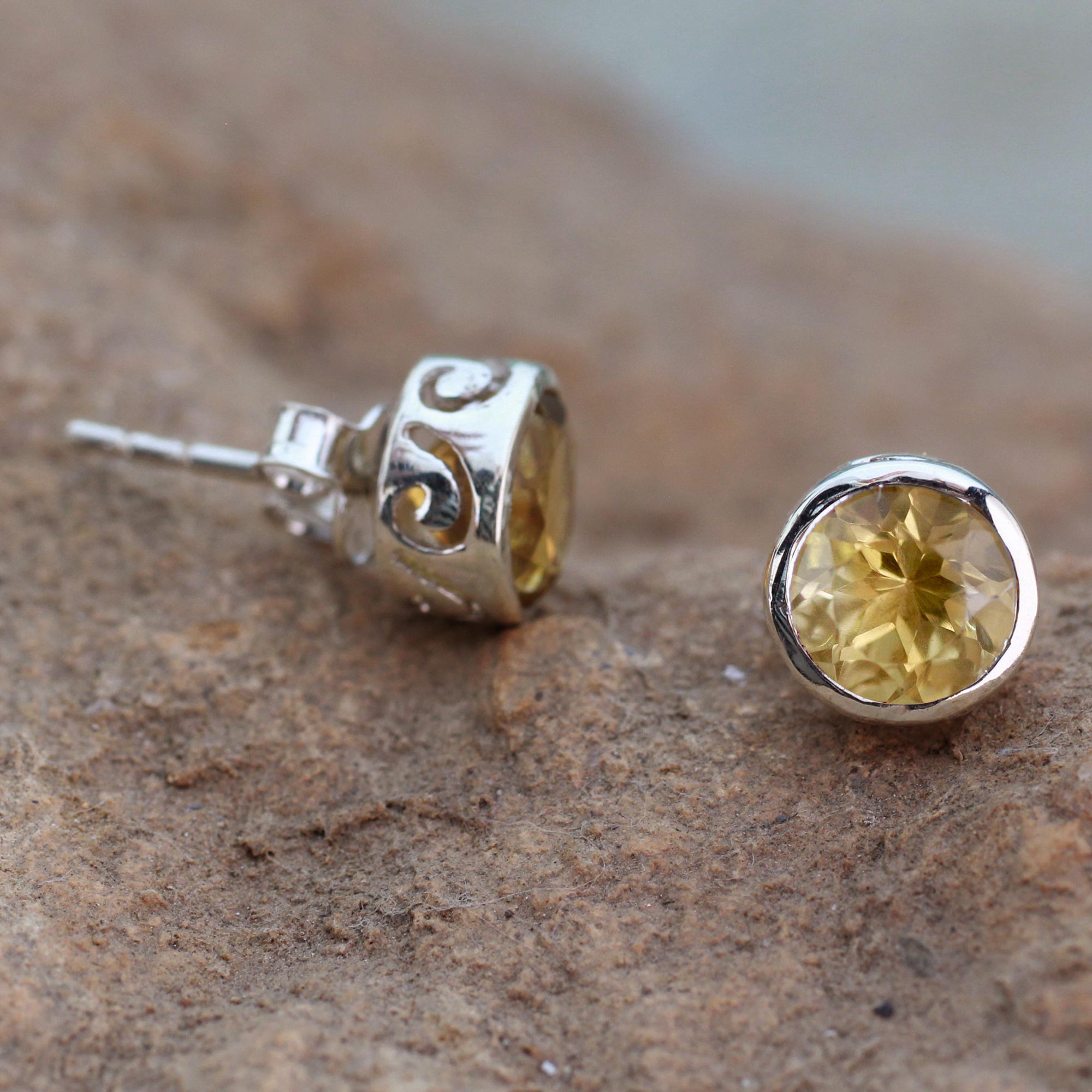 Premium Citrine Stud Earrings - Spark of Life Collection