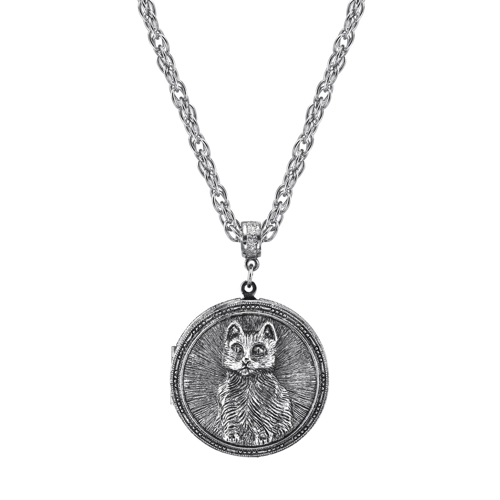 1928 Jewelry® Premium Pewter Cat Locket Necklace - 30 Inch