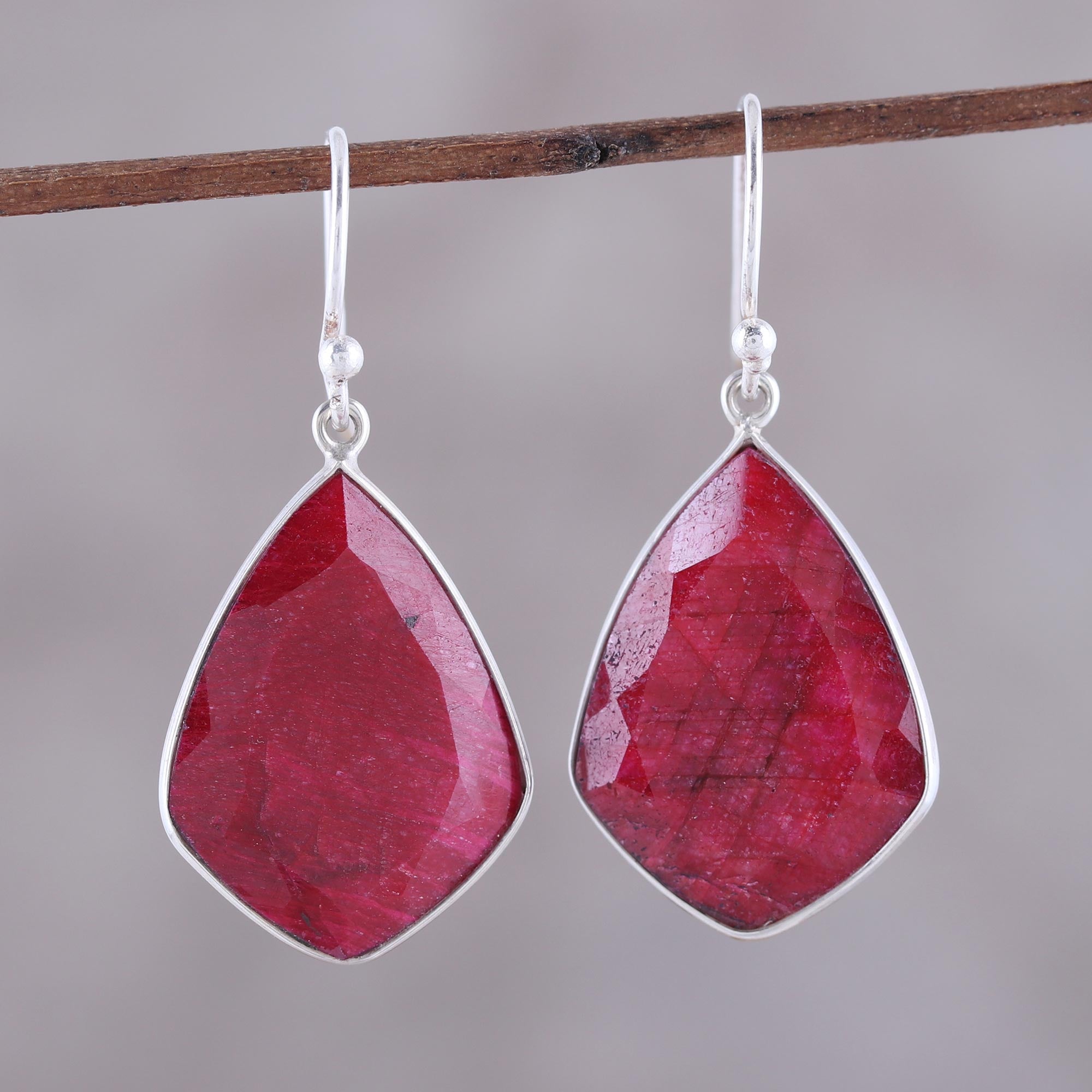 Premium Passionate Muse Ruby Dangle Earrings - Handcrafted Sterling Silver Jewelry