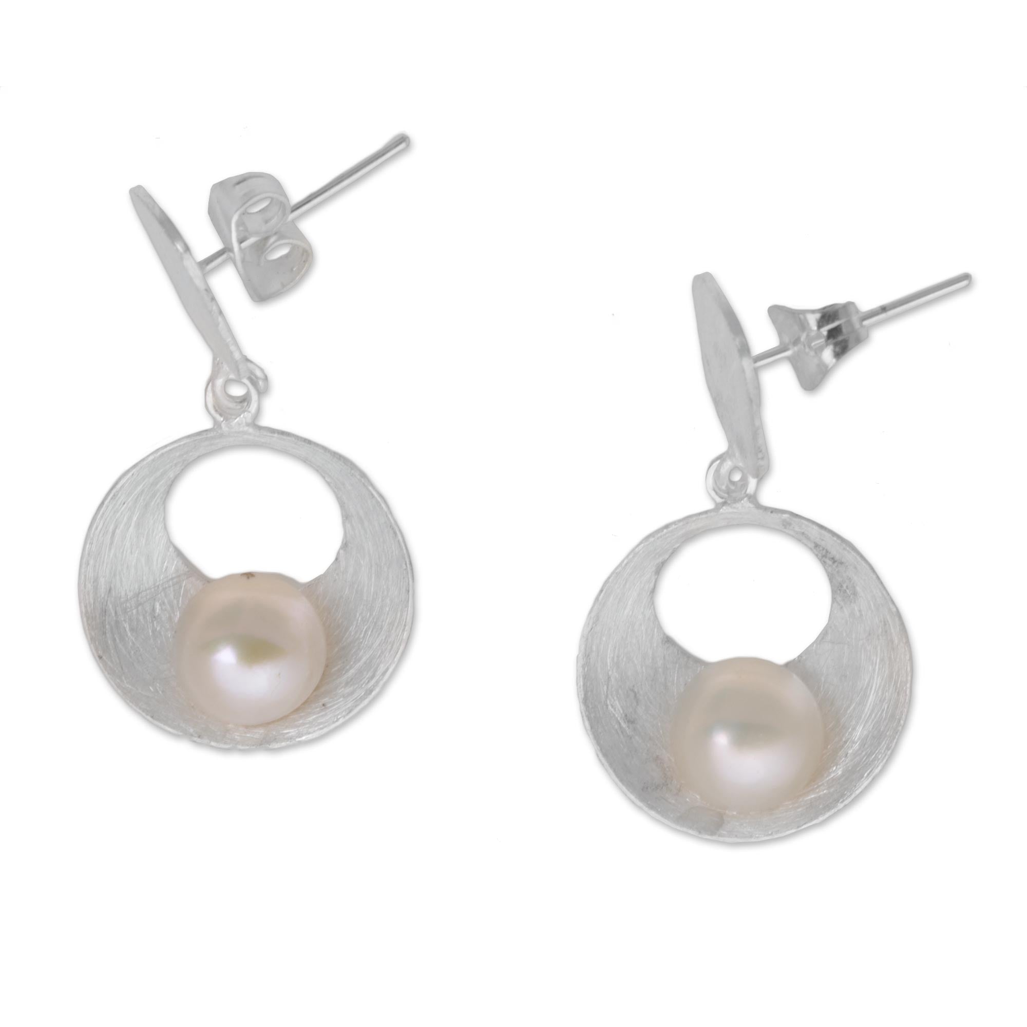 Premium Moon Vortex Mabe Pearl Dangle Earrings