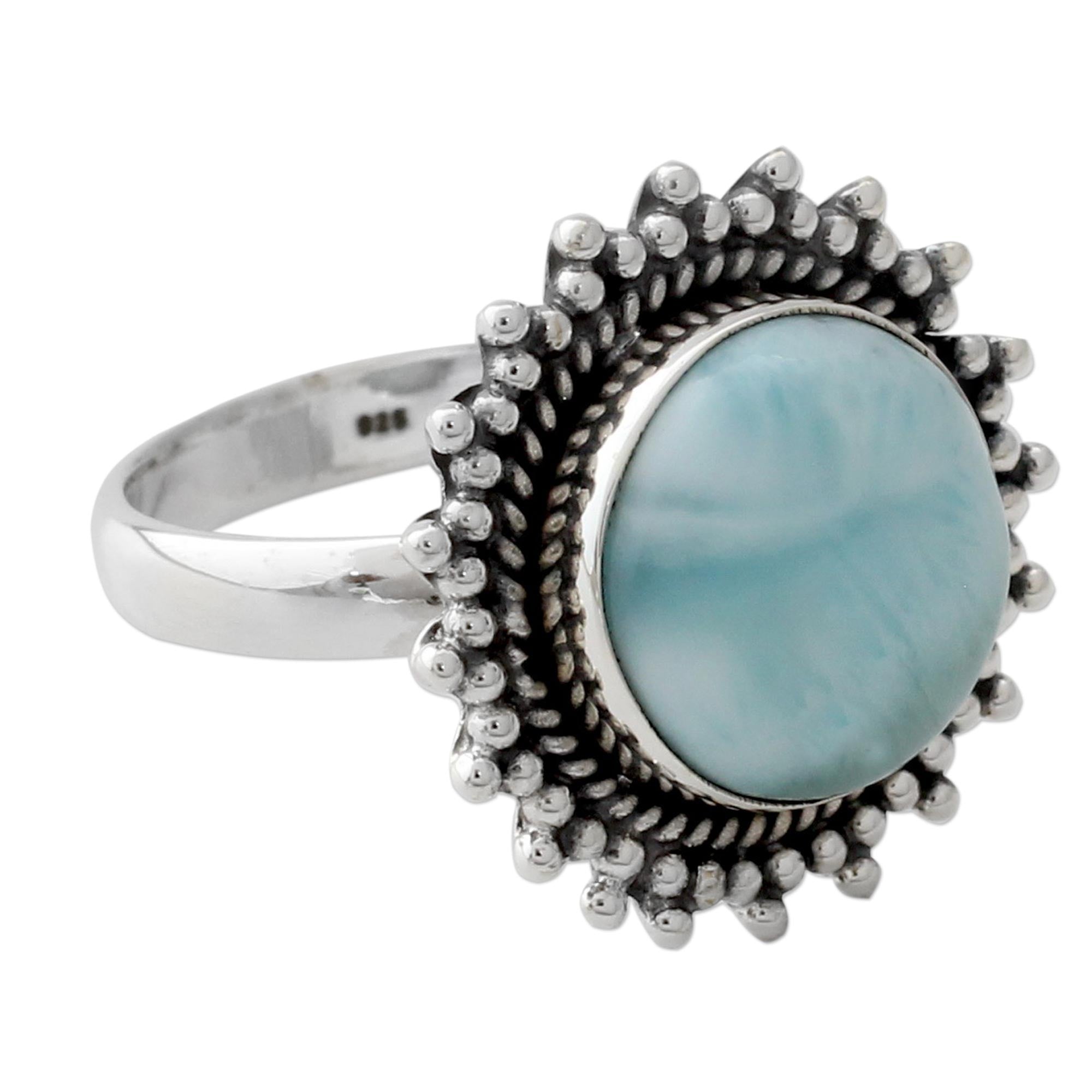 Premium Sea & Sky Larimar Sterling Silver Cocktail Ring - Ultimate Serenity