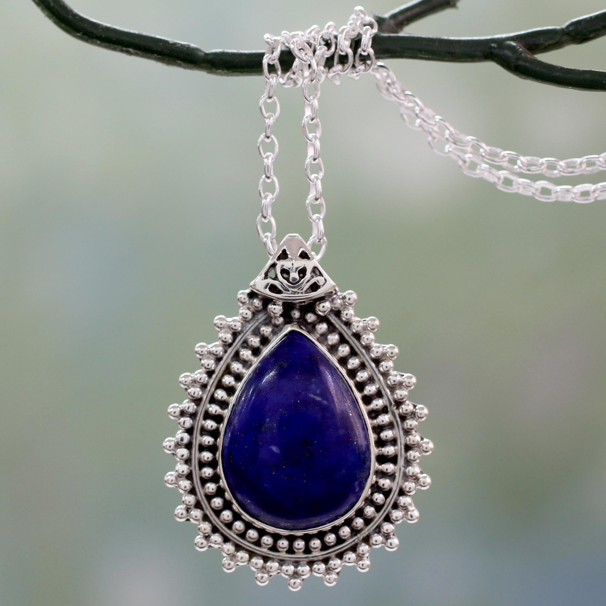 Premium Lapis Lazuli Silver Necklace – Handcrafted Indian Jewelry