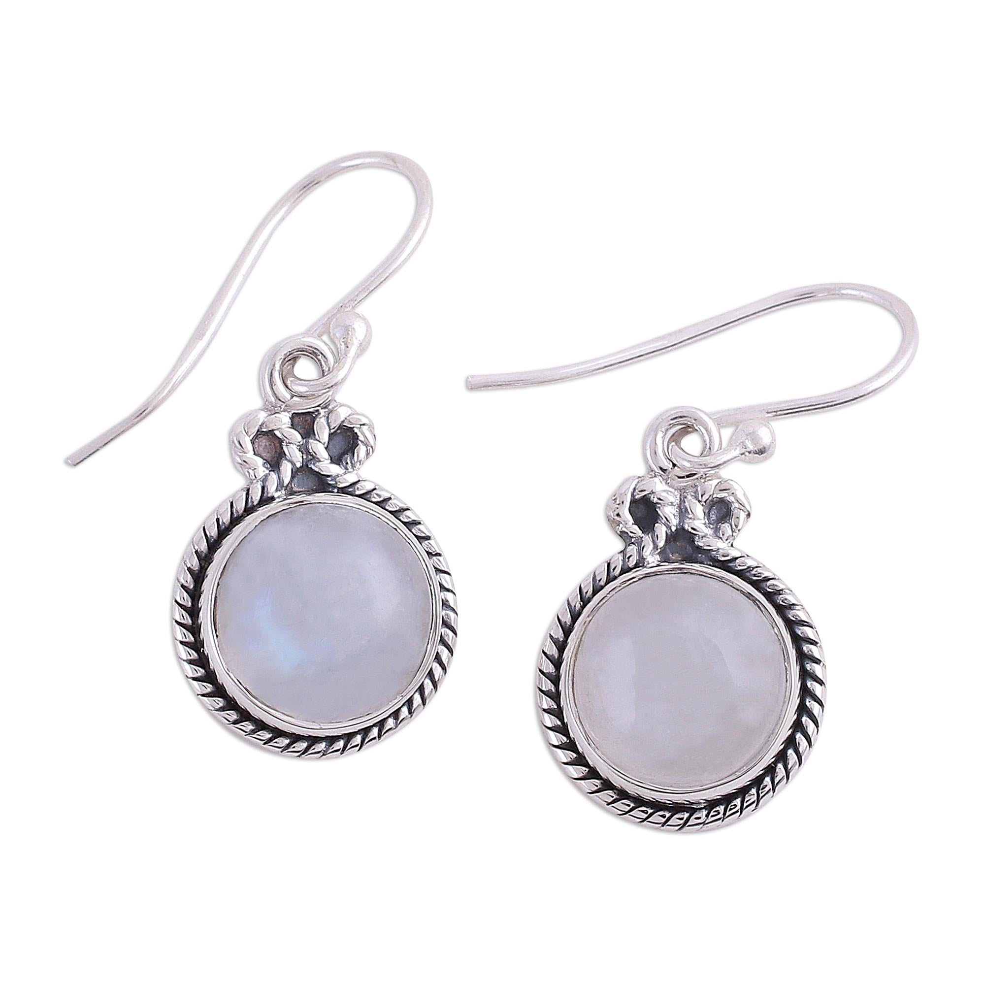 Premium Rainbow Moonstone Dangle Earrings - Handcrafted Sterling Silver Jewelry