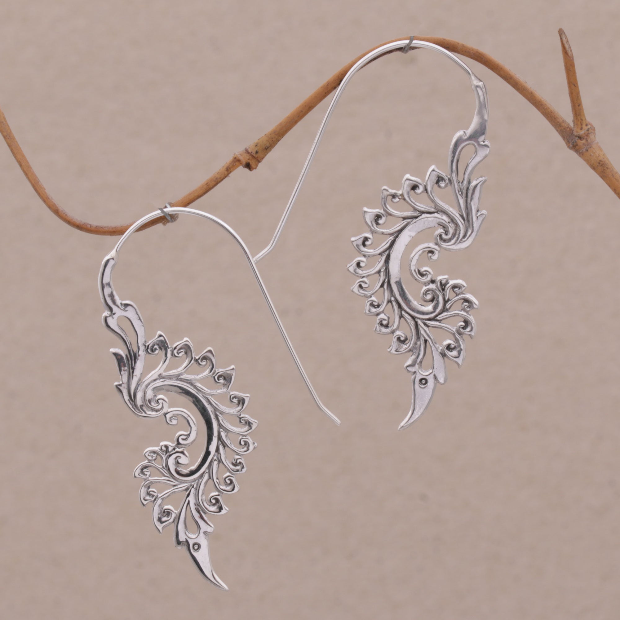 Premium Tribal Allure Sterling Silver Drop Earrings - Handmade & Fair Trade