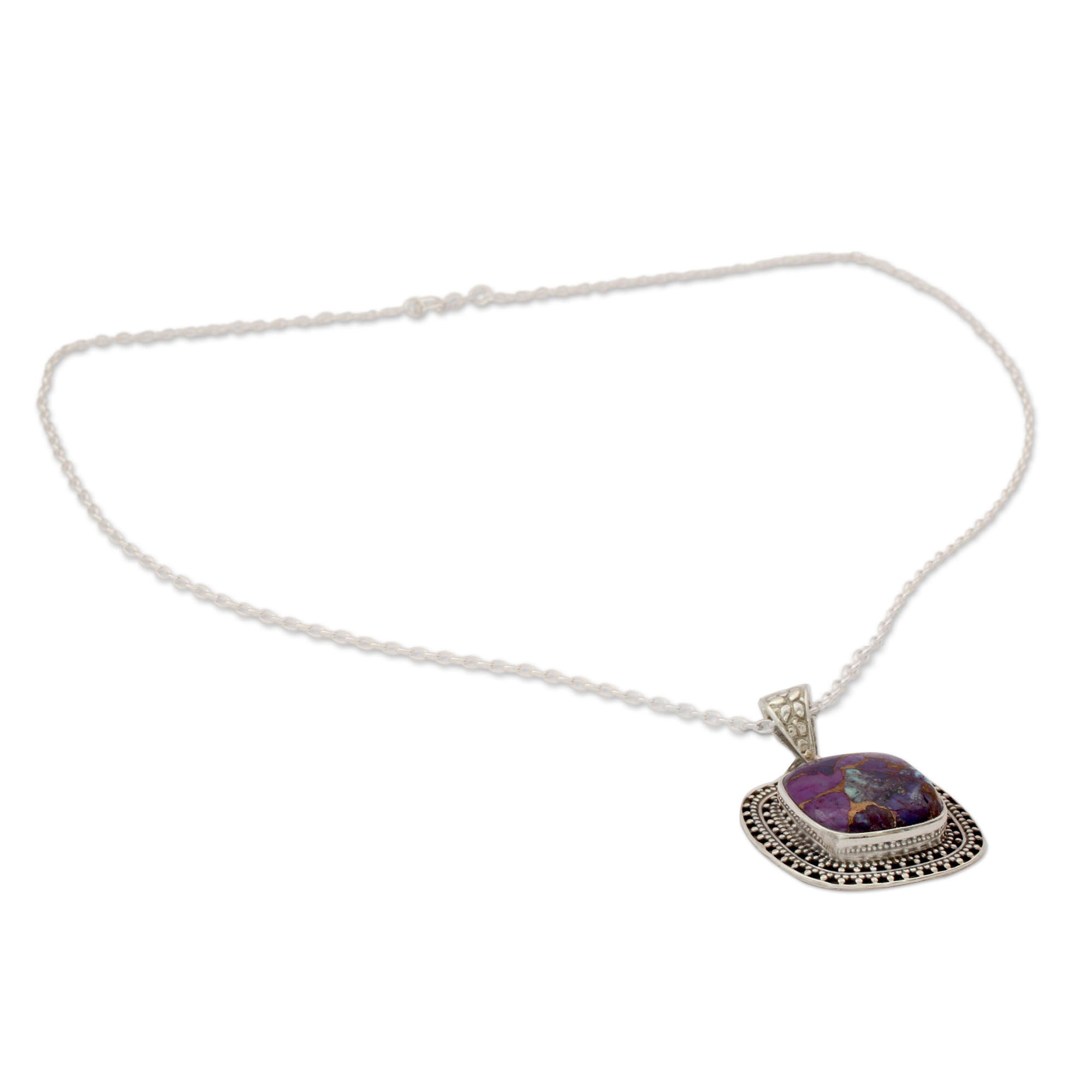 Premium Violet Sunset Necklace – Handcrafted Sterling Silver with Purple Turquoise