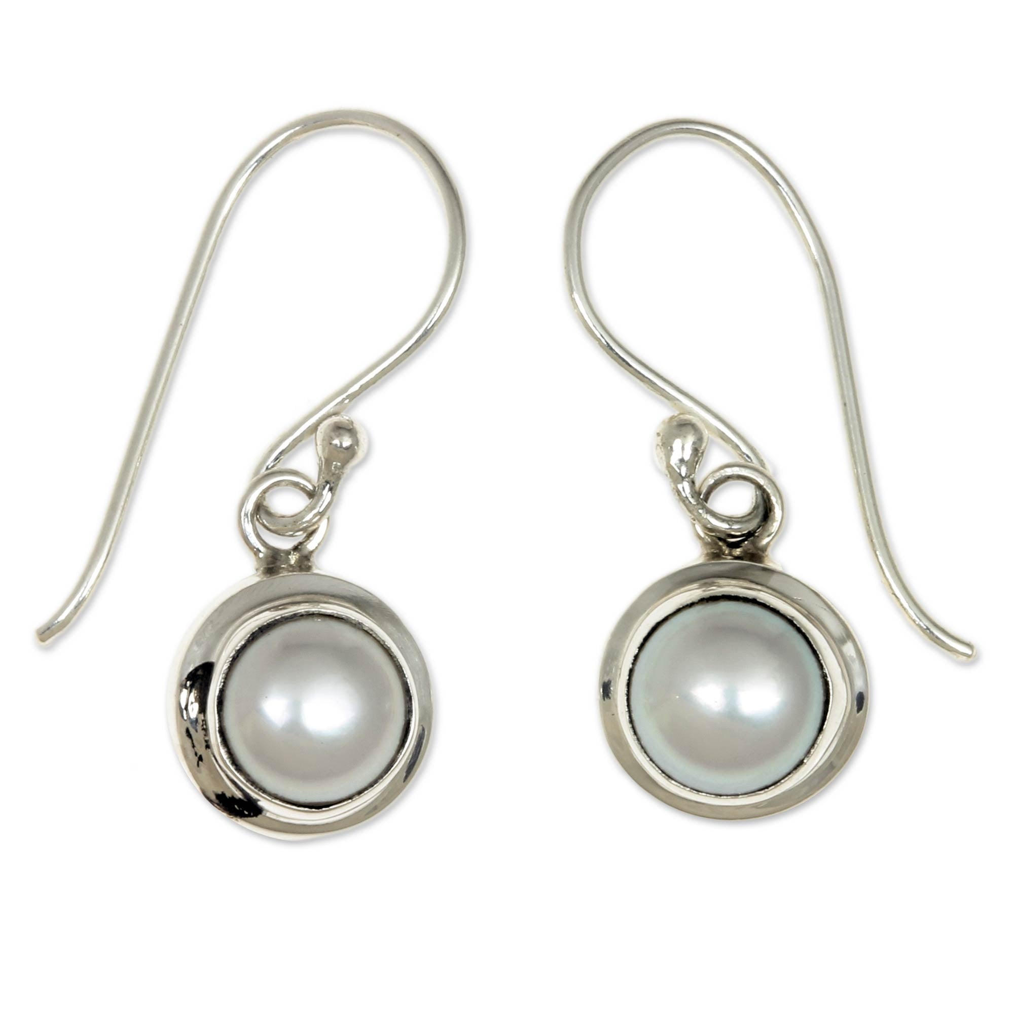 Premium Full Moon Pearl Dangle Earrings