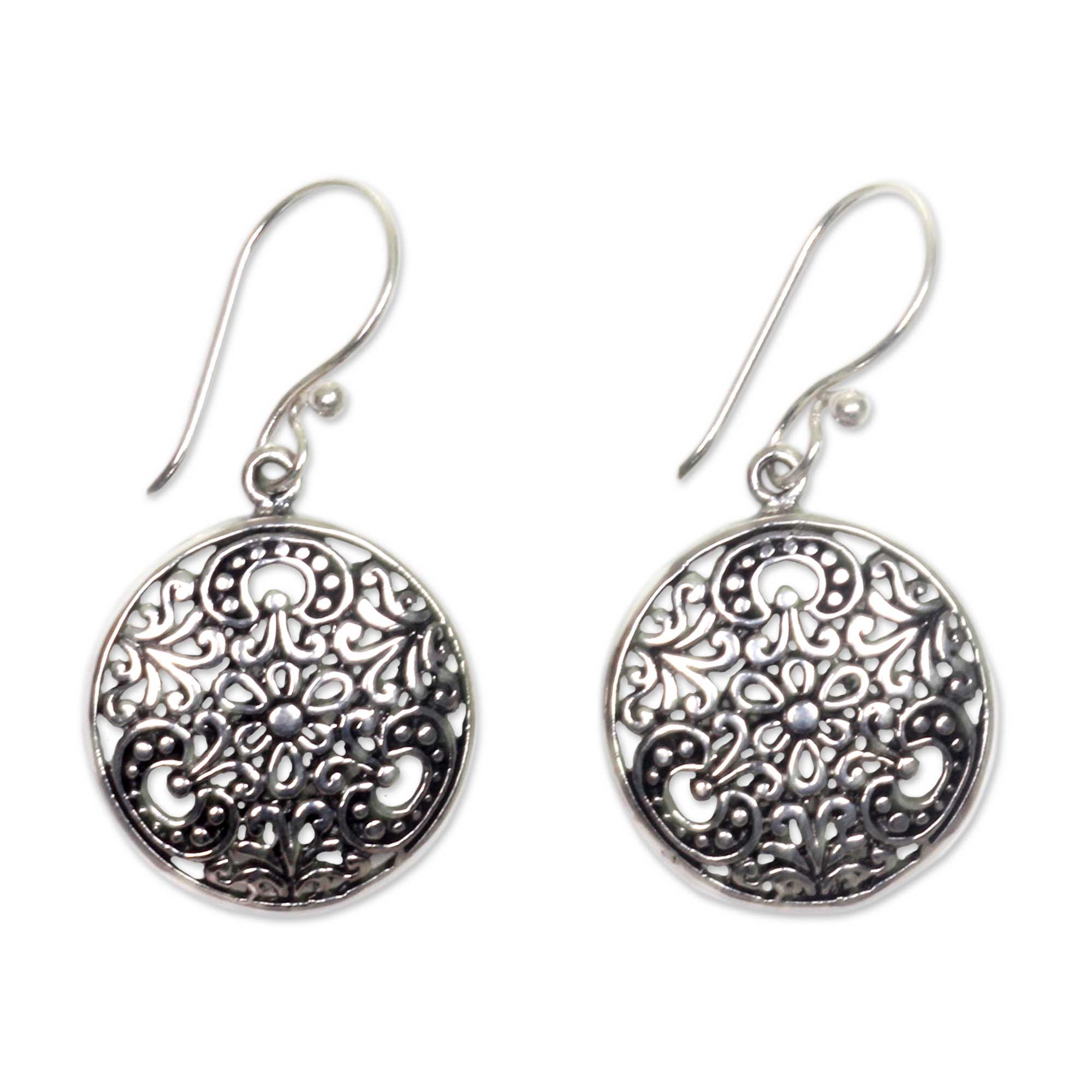 Premium Sacred Moon Balinese Sterling Silver Hook Earrings