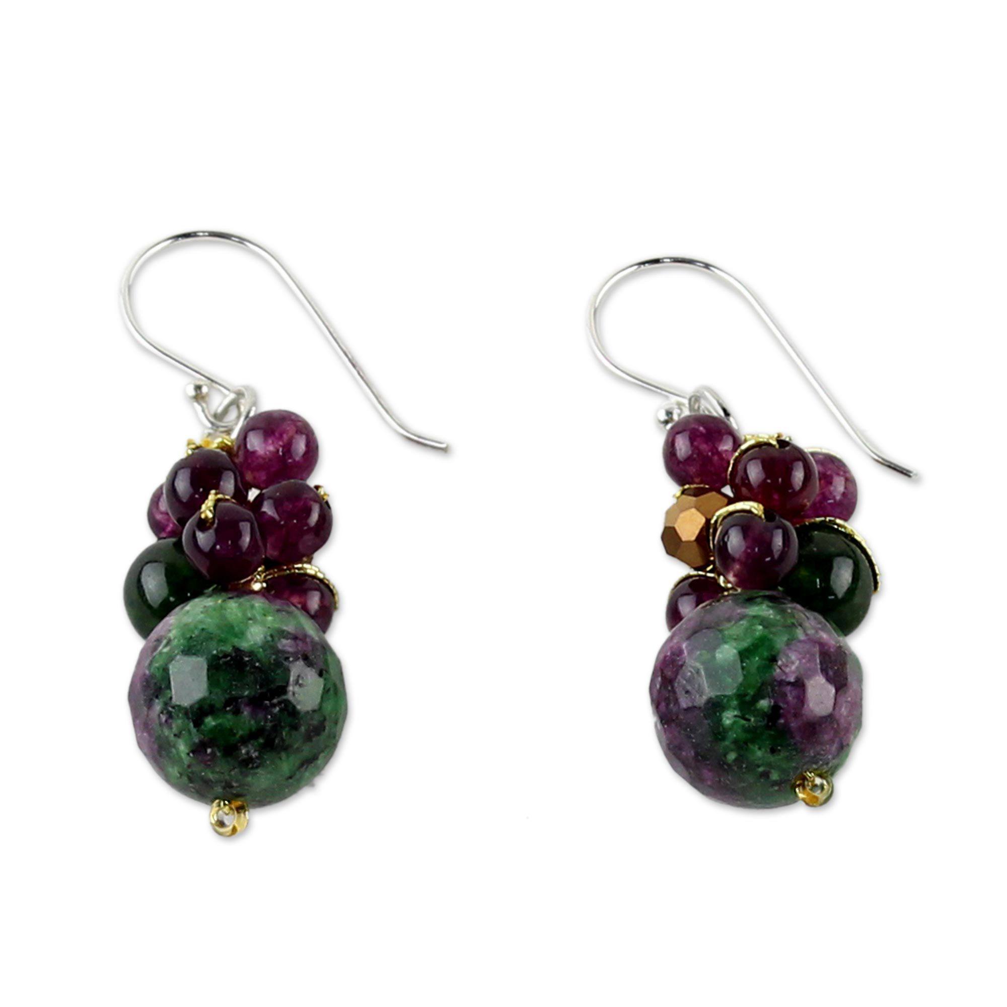 Premium Sweet Berries Multi-Gem Cluster Earrings - Handcrafted Elegance