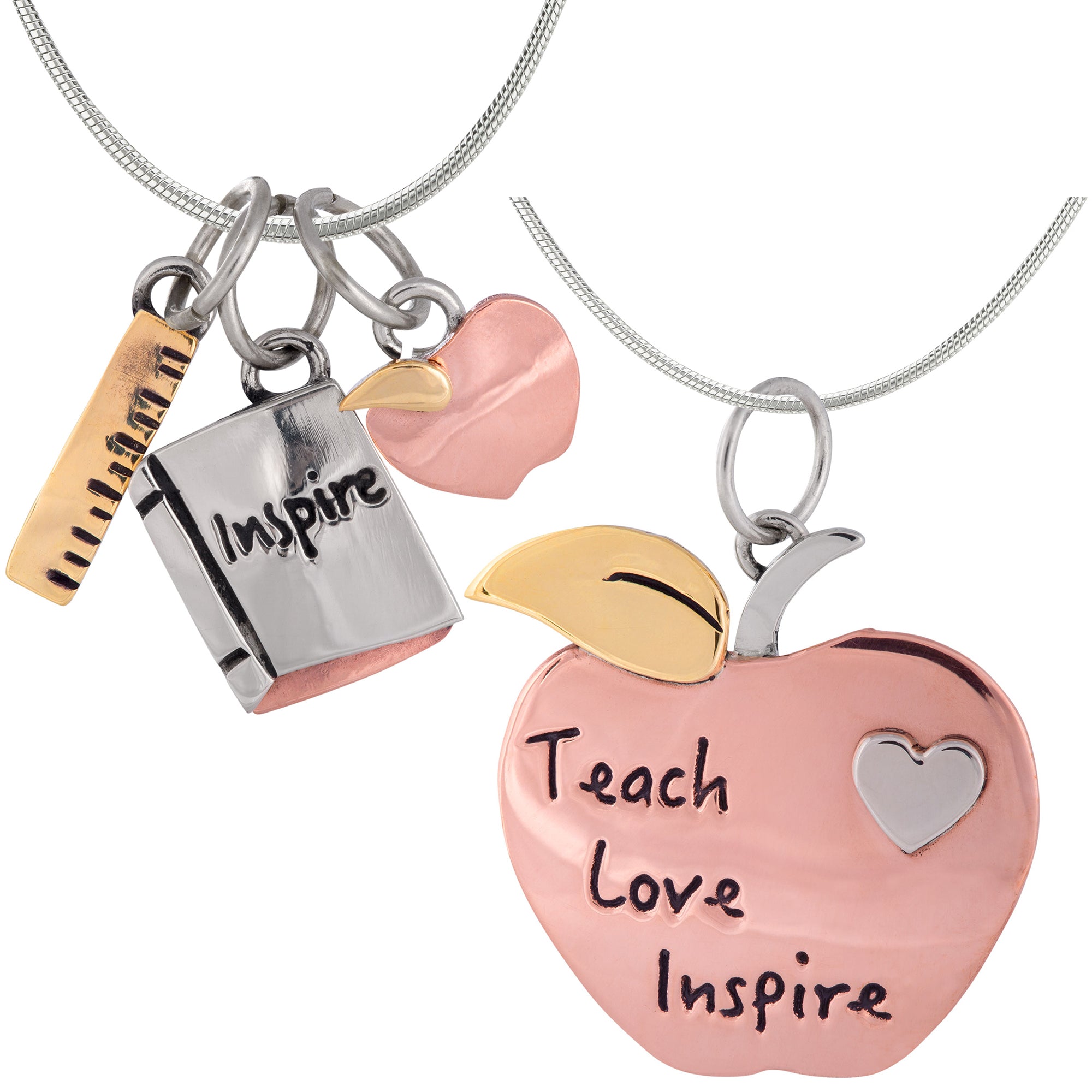 Premium Teacher Appreciation Mixed Metal Necklace - Teach Love Inspire