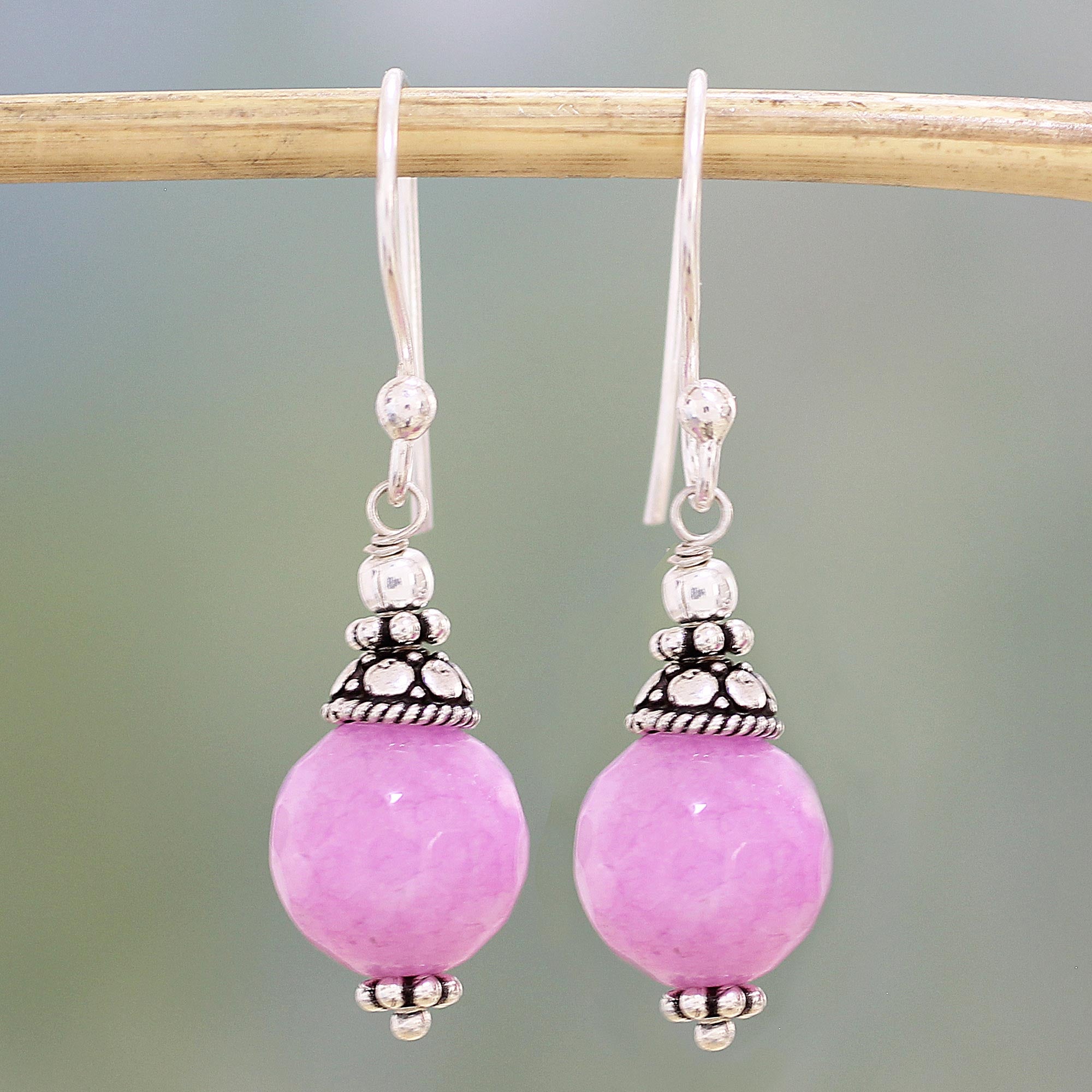 Premium Pink Aventurine & Sterling Silver Dangle Earrings