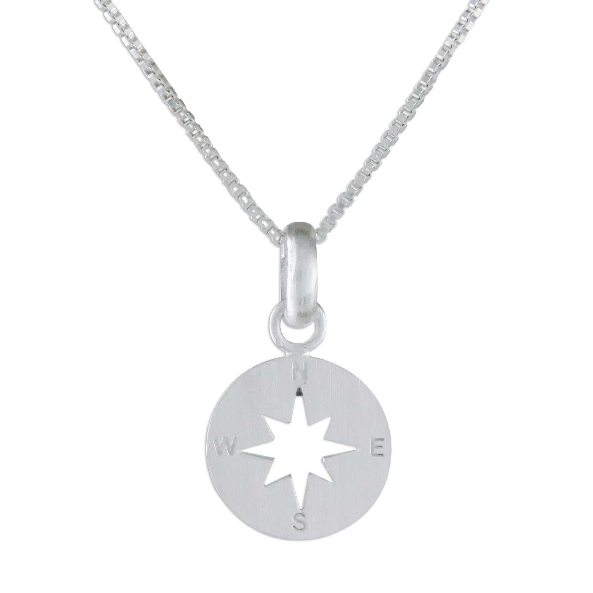 Premium Sterling Silver Compass Pendant Necklace - Handcrafted in Thailand