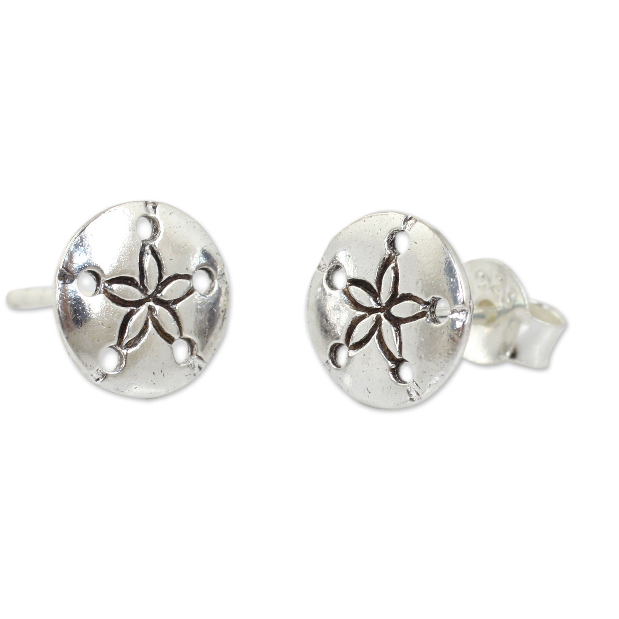 Premium Handcrafted Sand Dollar Sterling Silver Earrings - Coastal Elegance