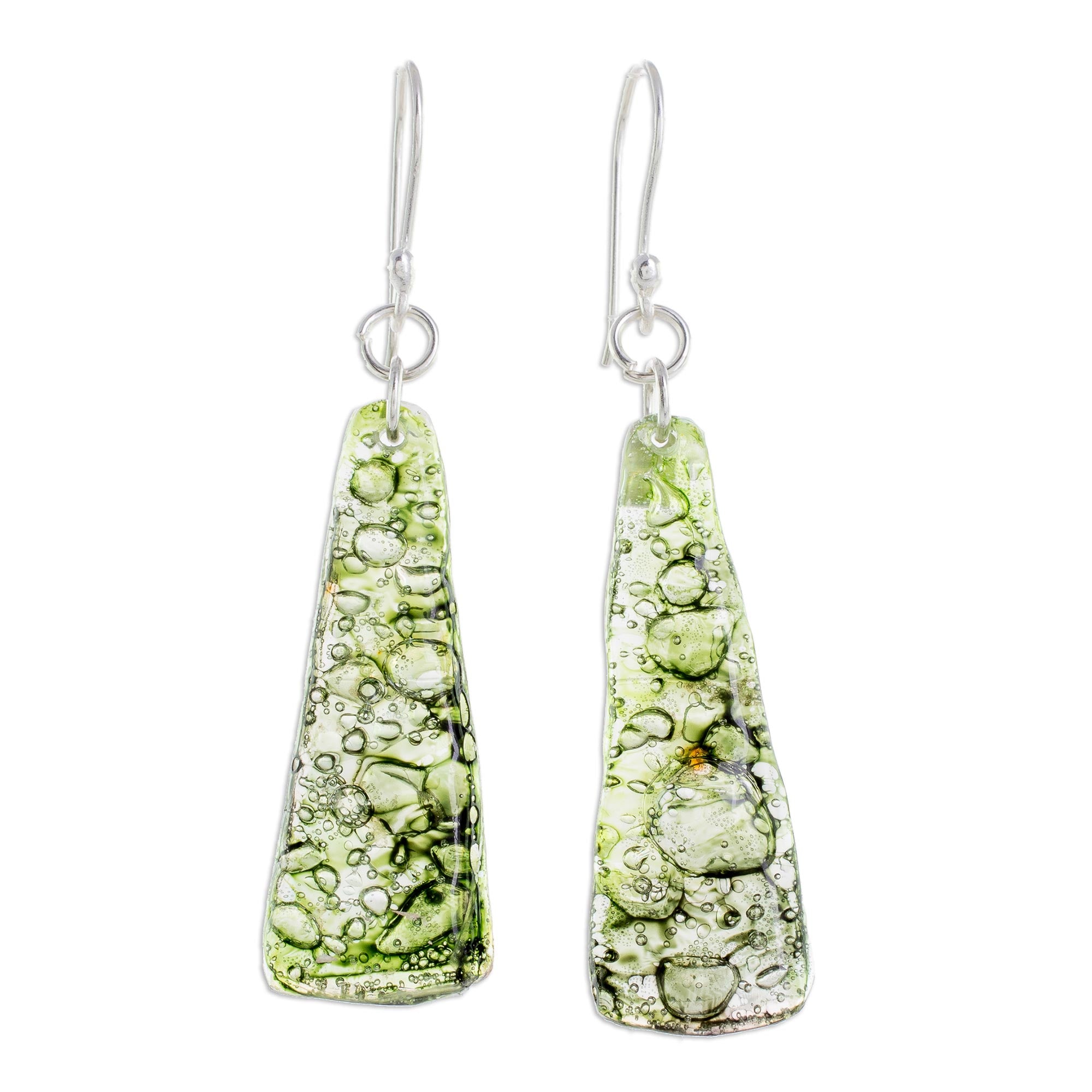 Eco-Chic Recycled CD Earrings: Sustainable Green Dangle Earrings from Guatemala