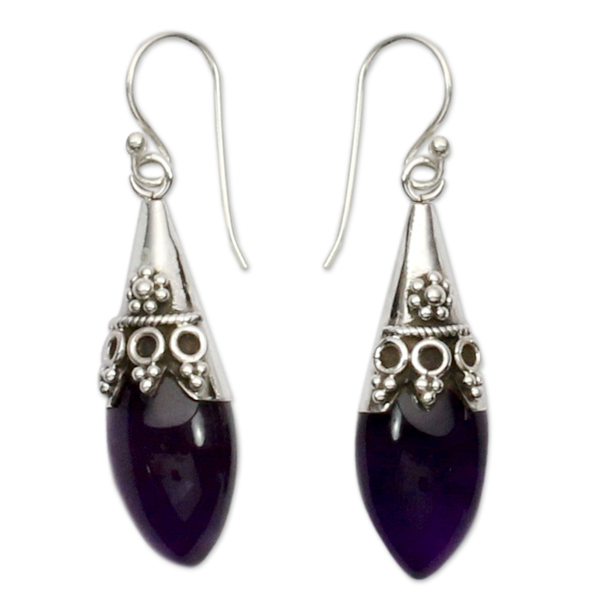 Premium Kerala Princess Amethyst Dangle Earrings - Handcrafted Elegance