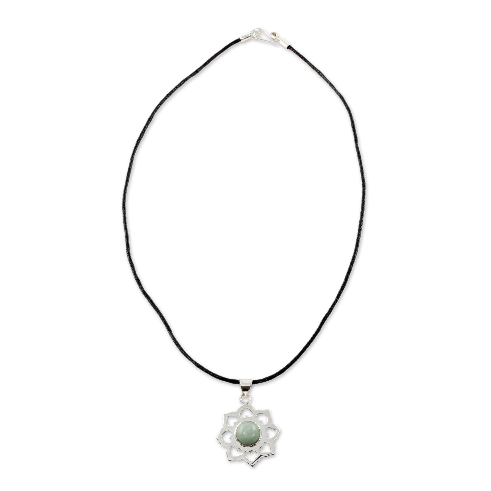 Premium Apple Blossom Sterling Silver Necklace - Handcrafted Jade Jewelry