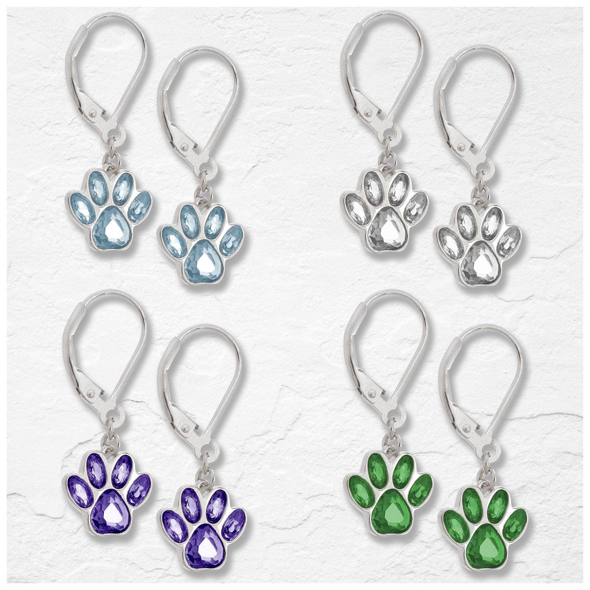 Premium Paw Print Birthstone Dangling Earrings | Fair Trade & Handmade