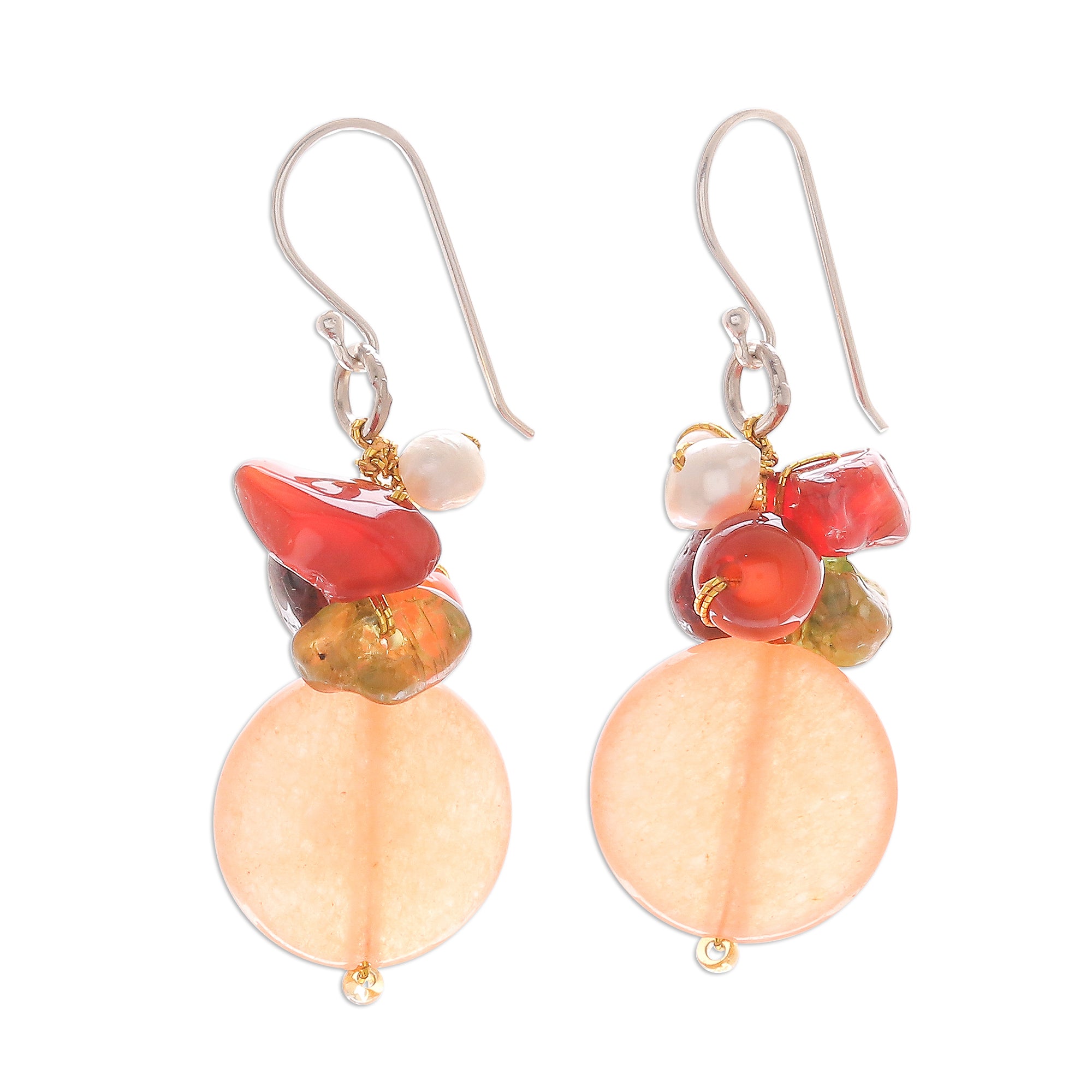 Premium Orange Love Multi-gemstone Sterling Silver Dangle Earrings