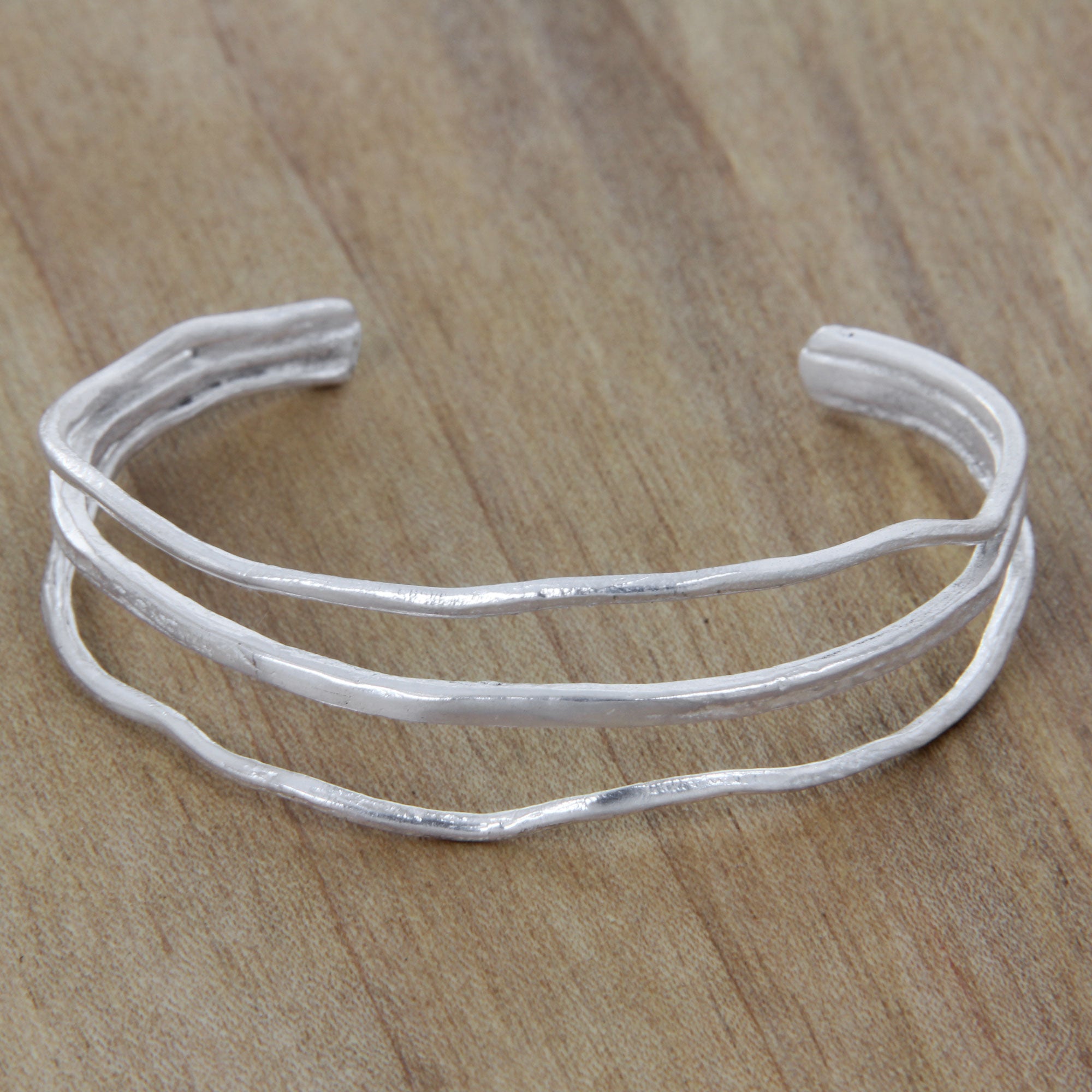 Premium Antiqued Silver Plated Handmade Cuff Bracelet - Rustic Elegance from Bali