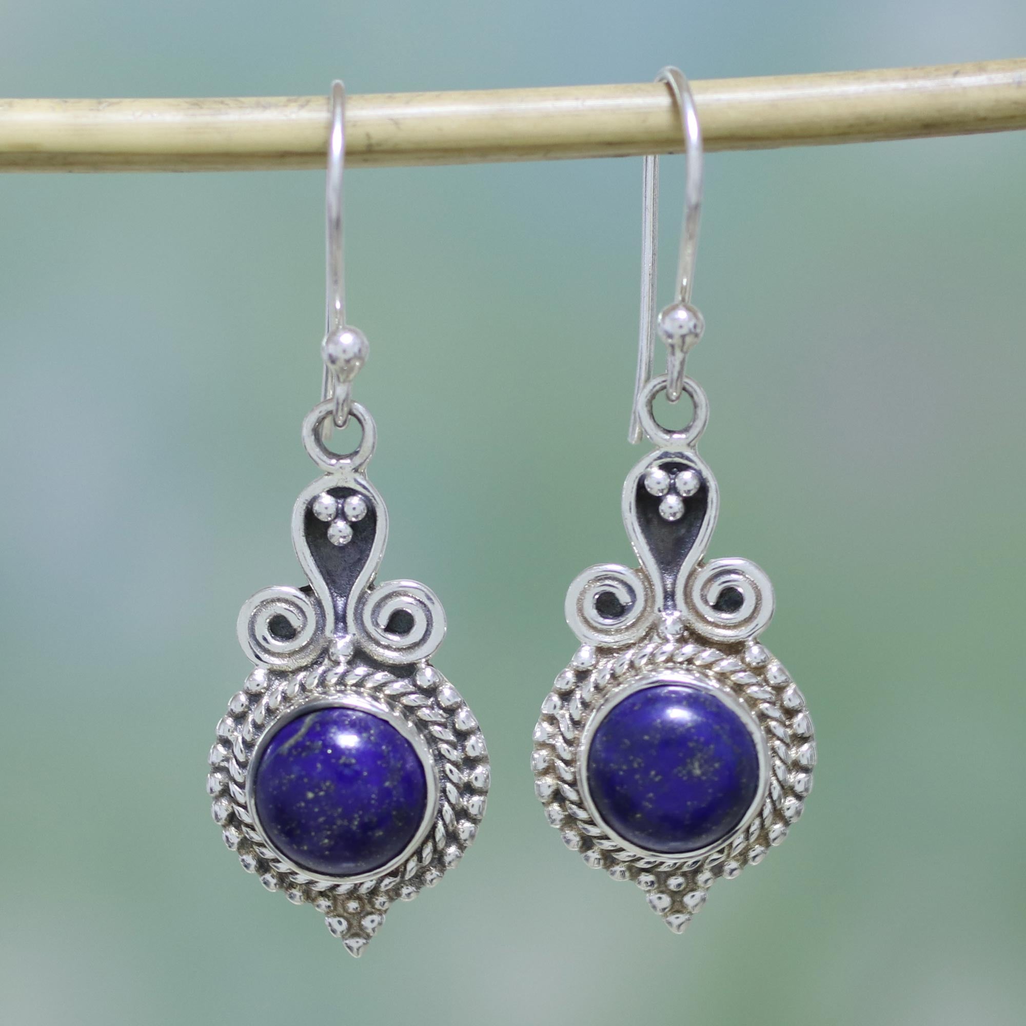 Premium Grand Delhi Blue 925 Sterling Silver & Lapis Lazuli Earrings - Ultimate Indian Jewelry