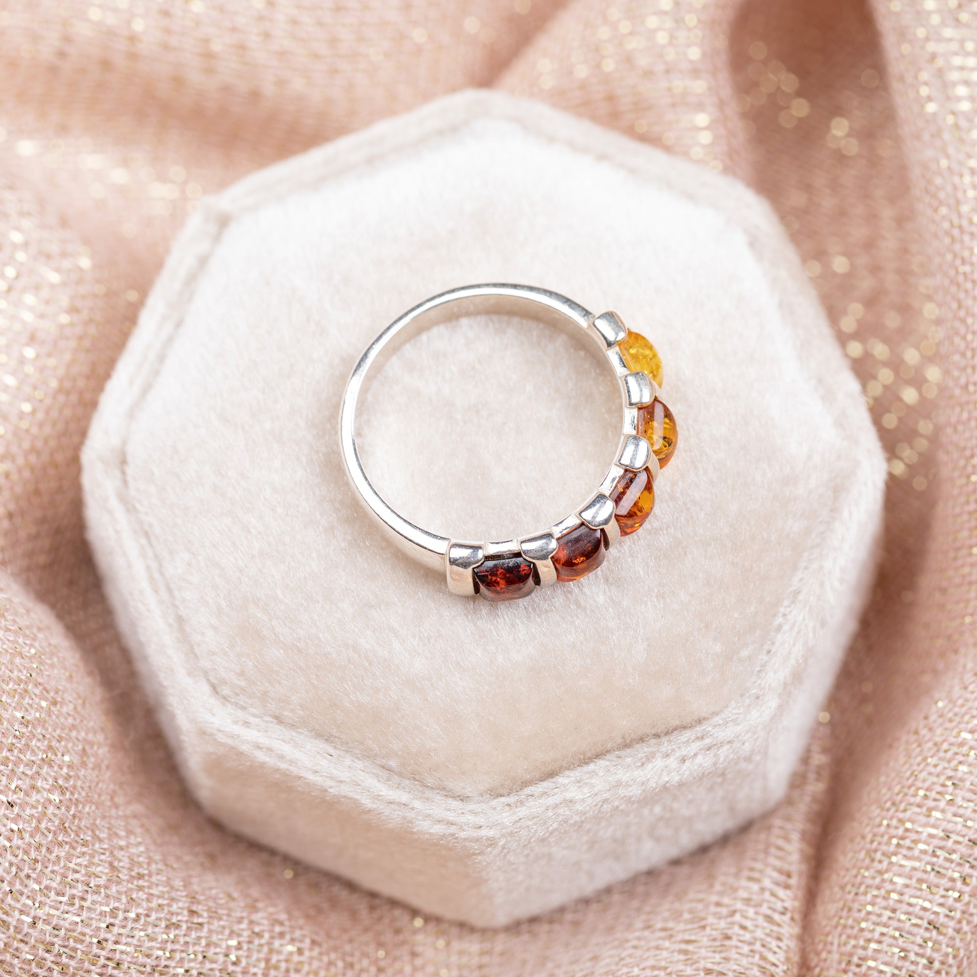 Premium Amber Ombre Sterling Silver Ring - Ultimate Elegance