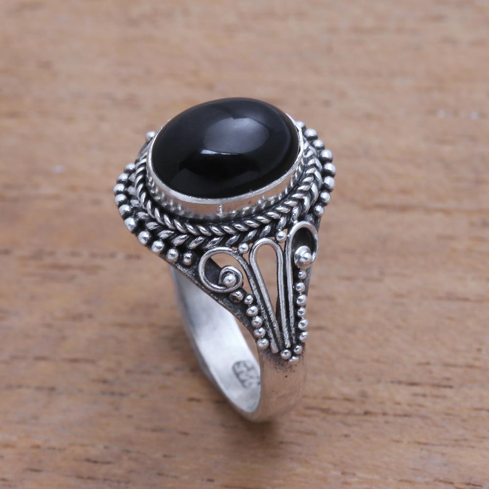 Premium Handcrafted Onyx Silver Ring – Bali Artisan Jewelry