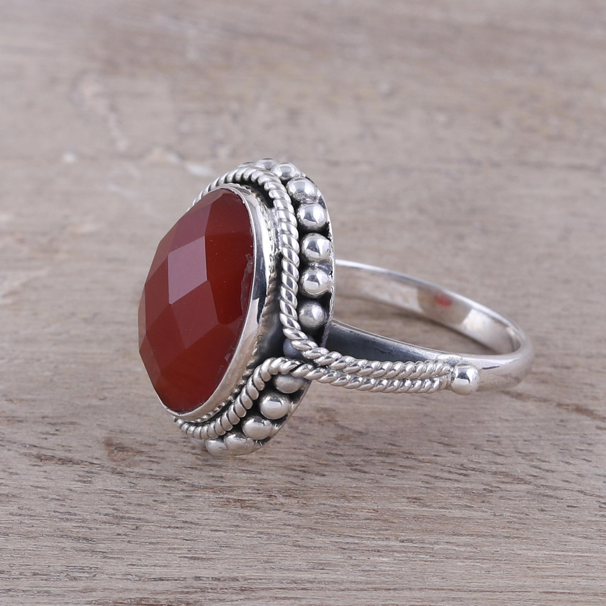 Premium Sun Afire Carnelian Ring – Handcrafted Sterling Silver Jewelry with Energy-Boosting Gemstone