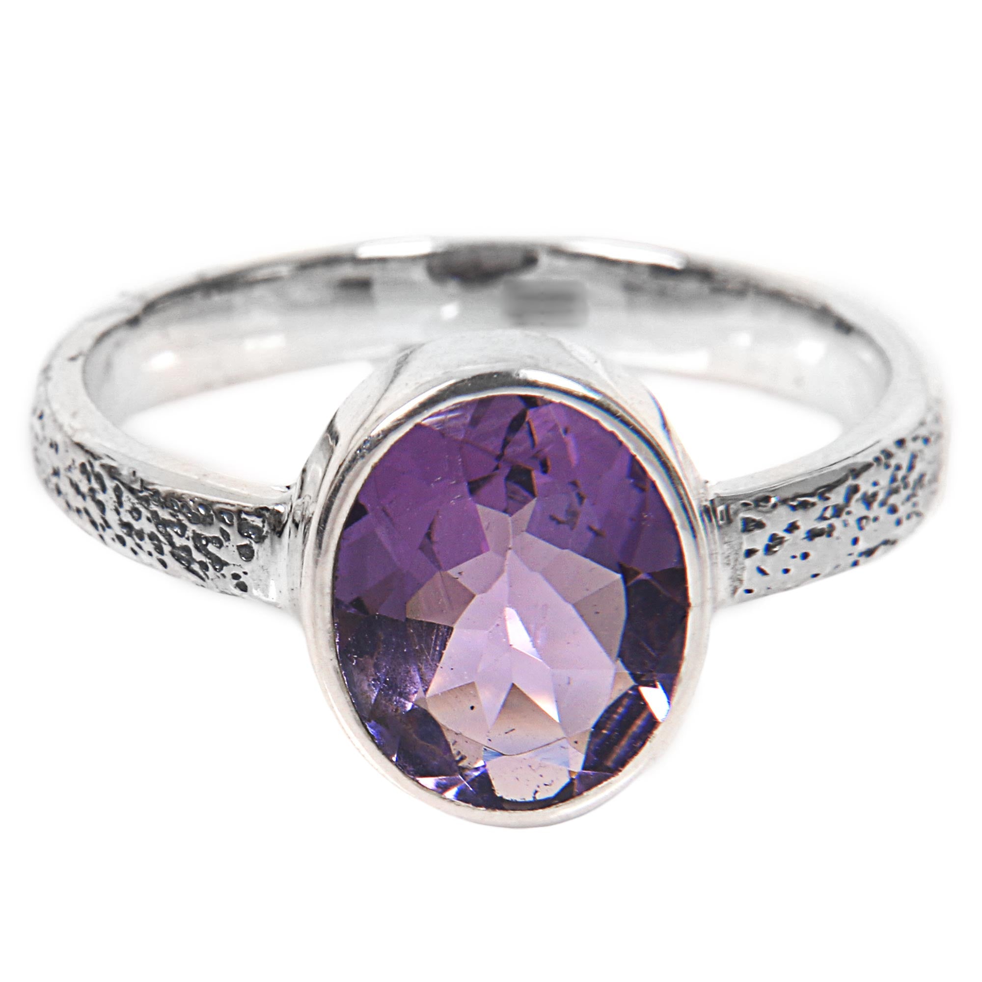 Premium Handcrafted Amethyst & Sterling Silver Solitaire Ring – Modern Balinese Design