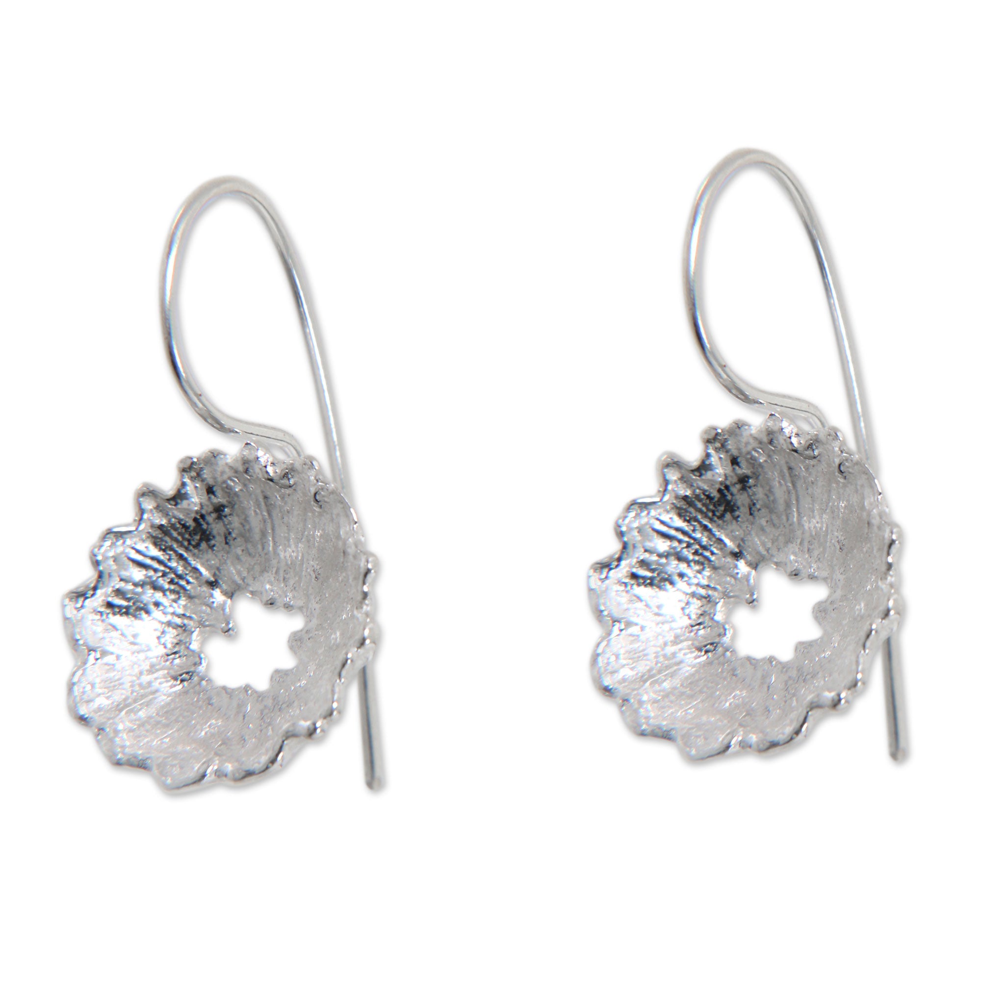 Premium Crown Anemone Silver Drop Earrings - Ultimate Elegance