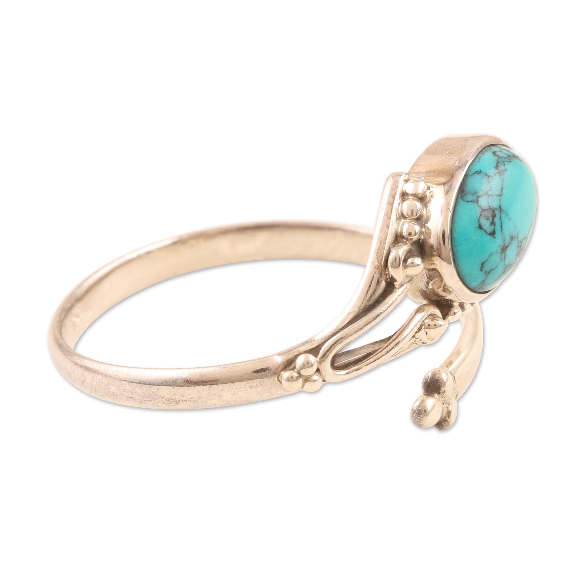 Premium Turquoise Wrap Ring - Handcrafted Sterling Silver Jewelry from India