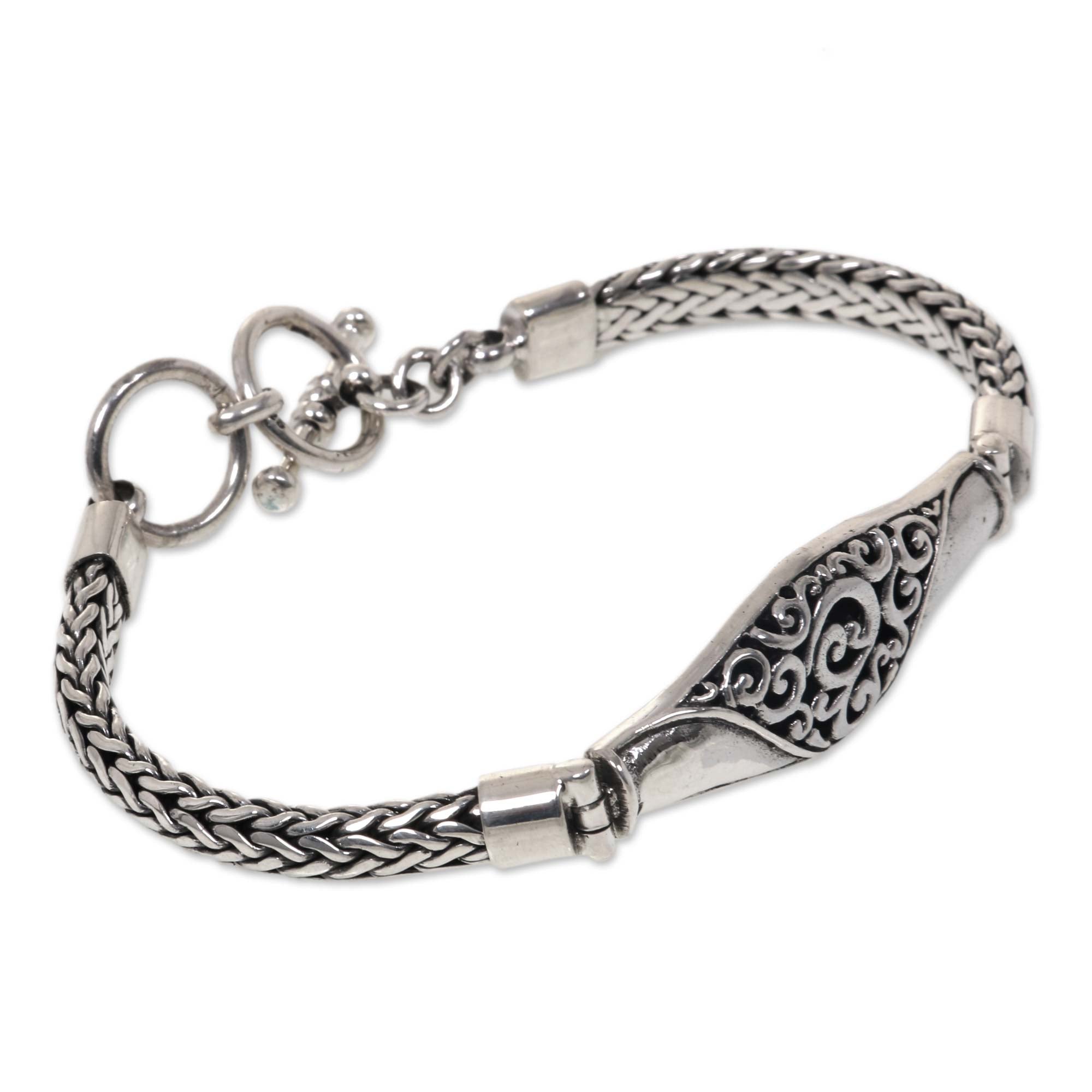 Premium Sterling Silver Naga Chain Bracelet – Elegant Bali Design