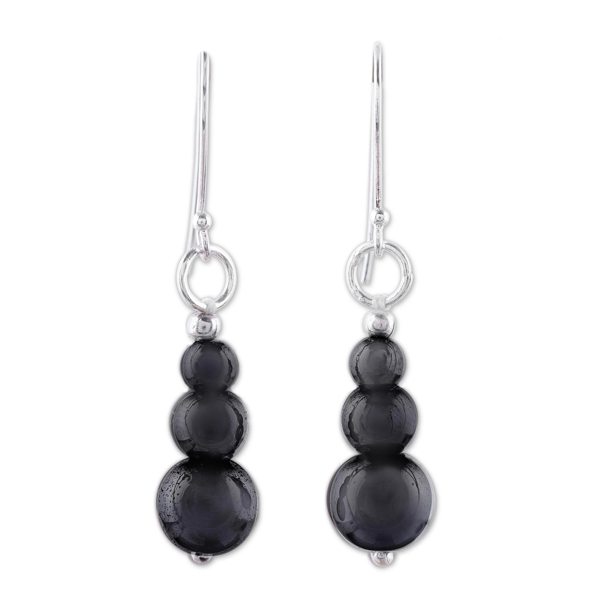 Premium Mysteries of the Night Hematite Earrings with Sterling Silver Hooks