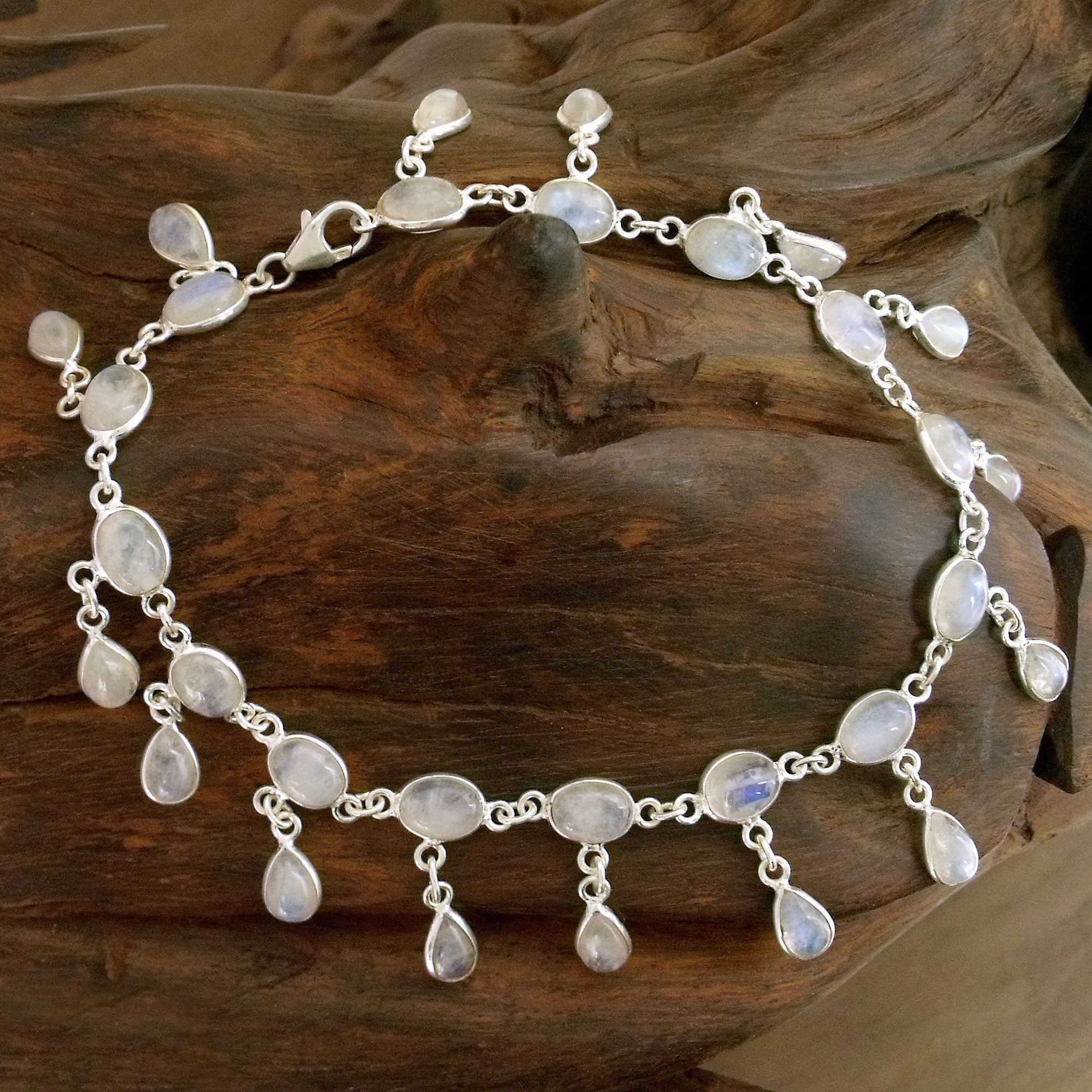 Premium Moon Dancer Rainbow Moonstone Anklet – Ultimate Elegance