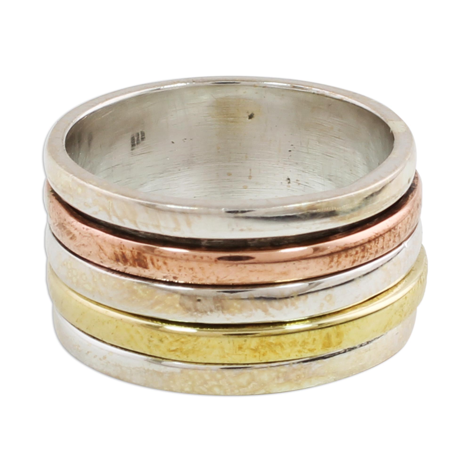 Premium Tri-Tone Meditation Spinner Ring – Sleek Simplicity Design